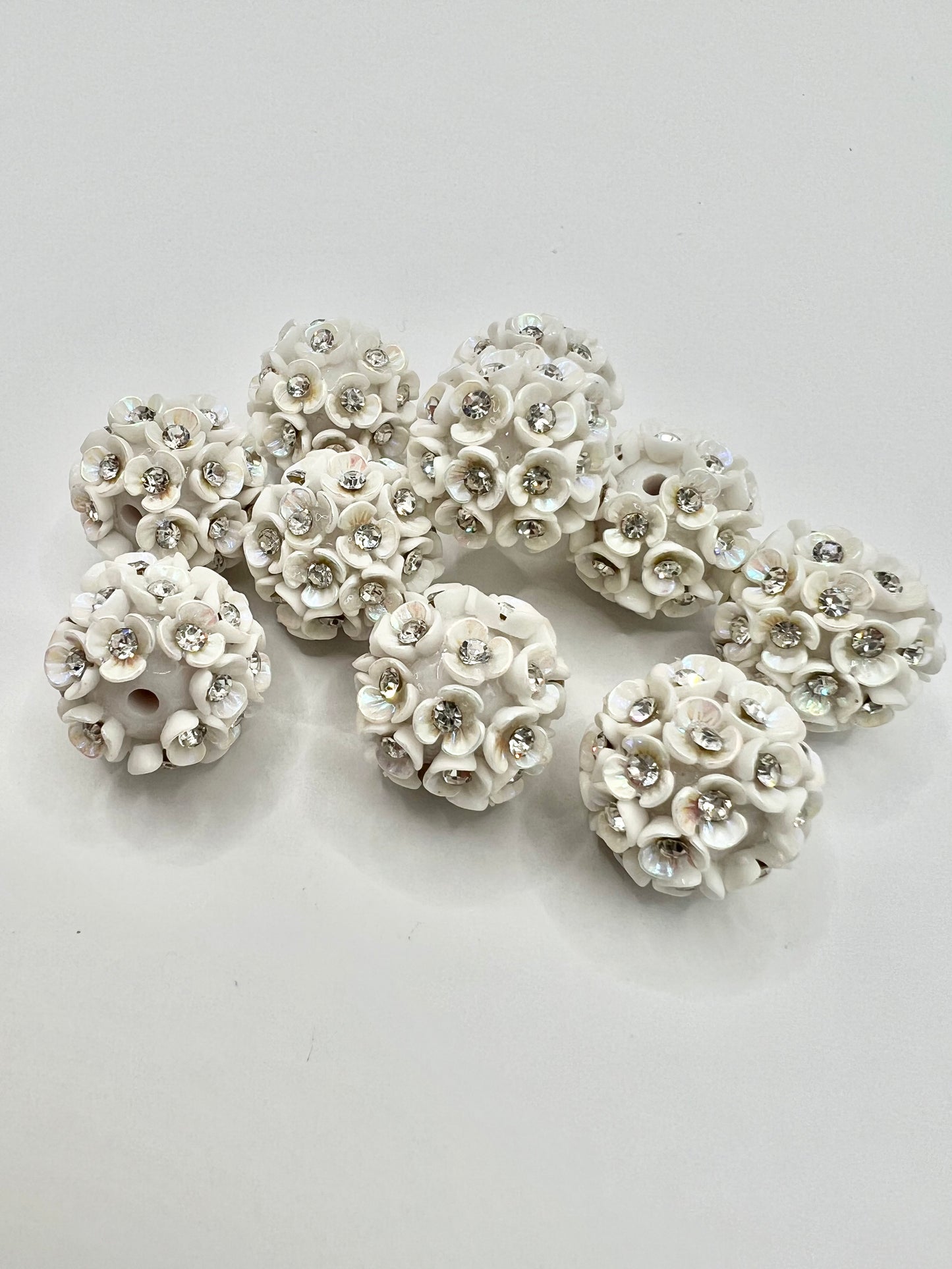White Flower Rhinestone Bead
