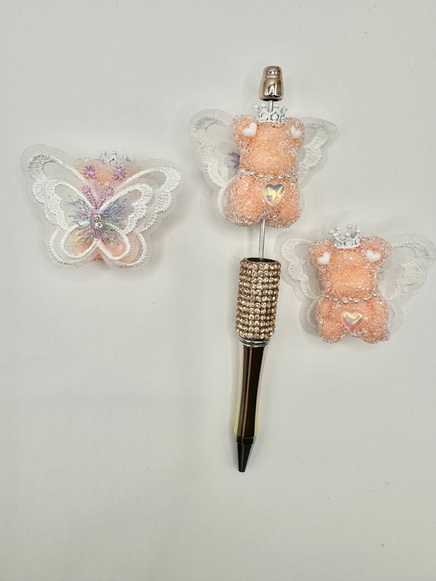 Peach Sugar Bear with Butterfly