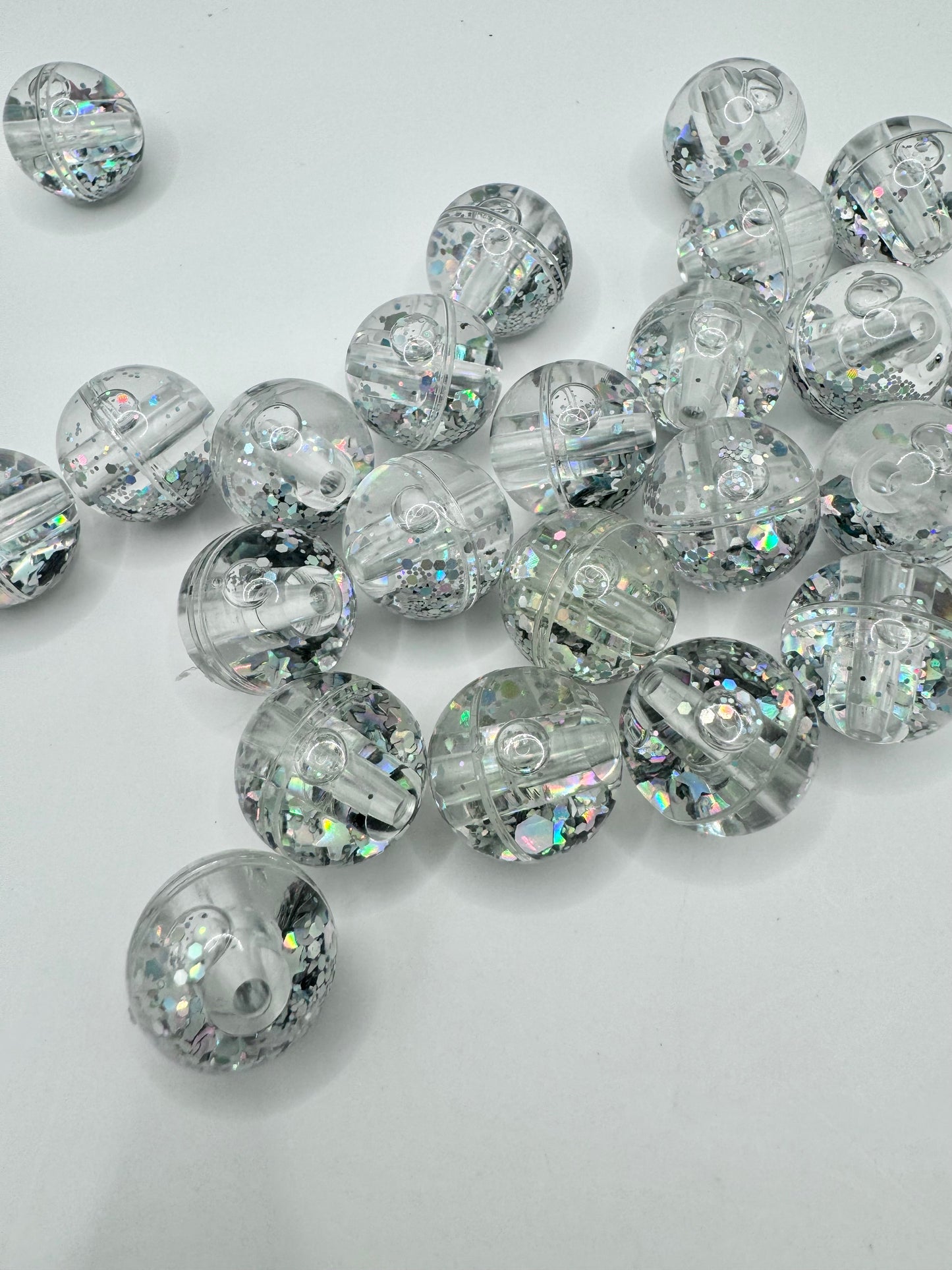 18mm Silver Glitter Water Bead