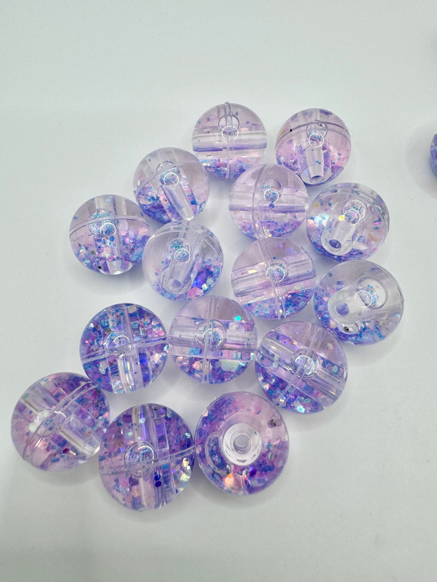 18mm Purple Glitter Water Bead