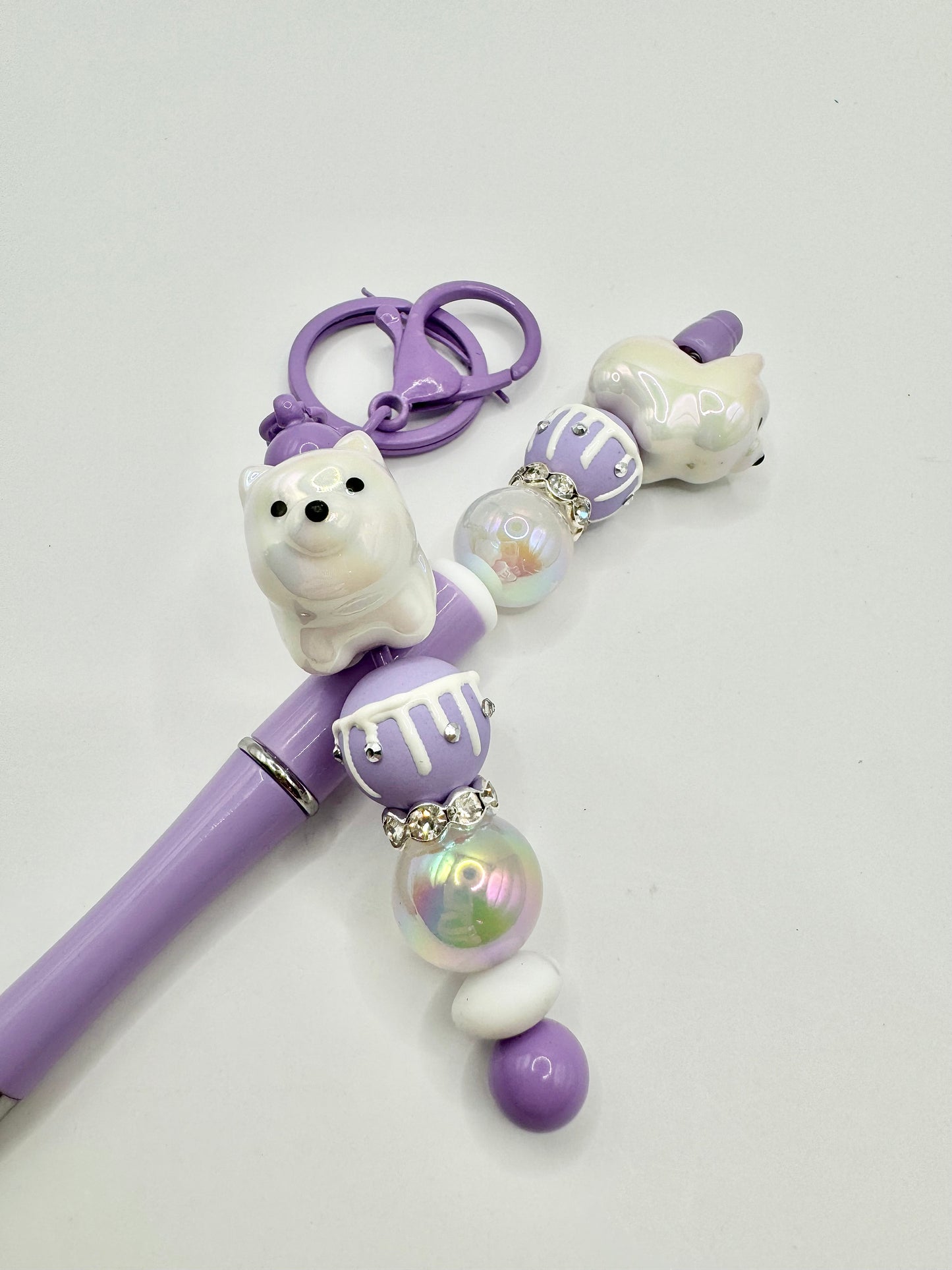 Keychain/Pen Combo White Puppy