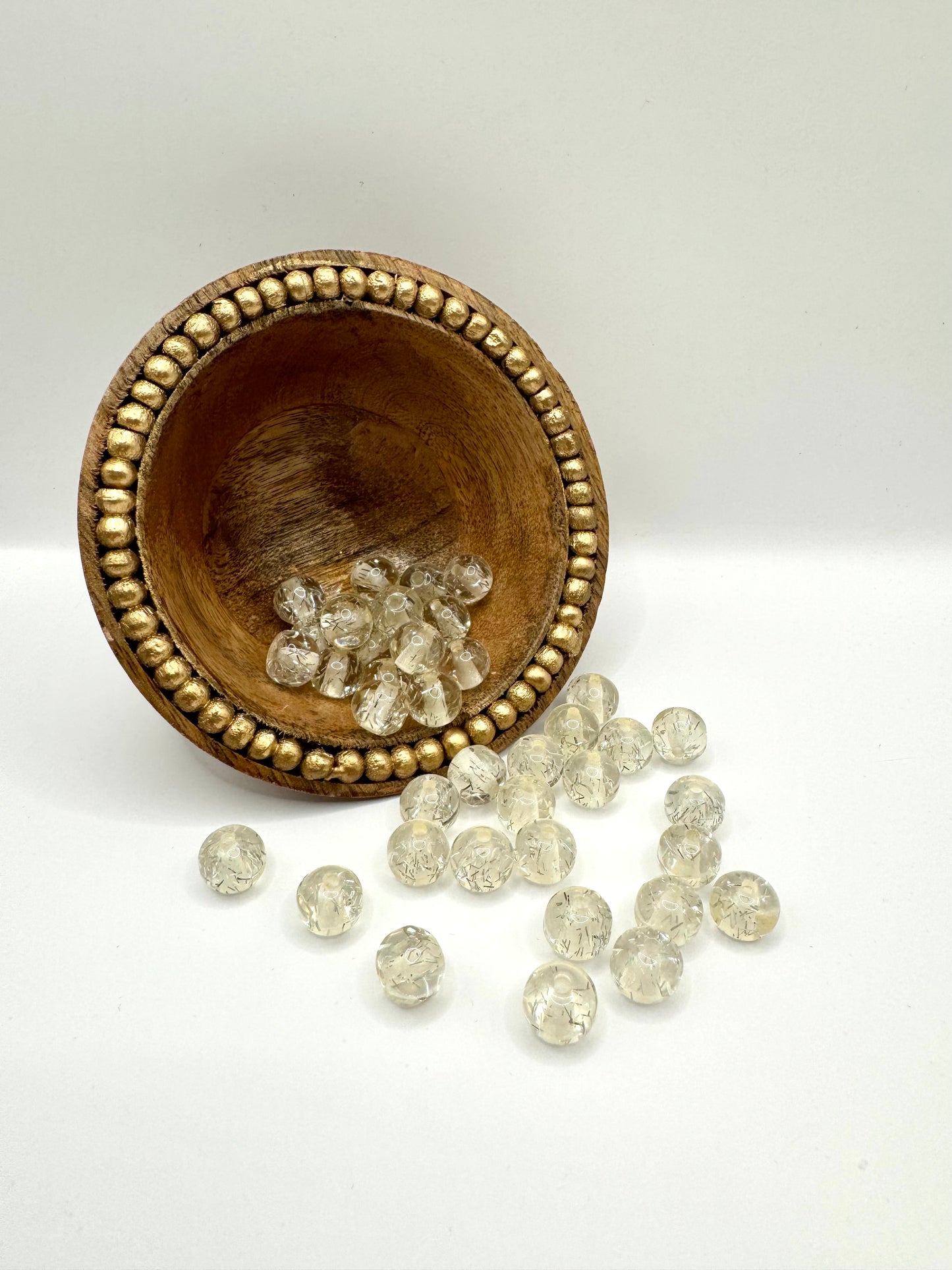 10mm Silver Glitter Bead