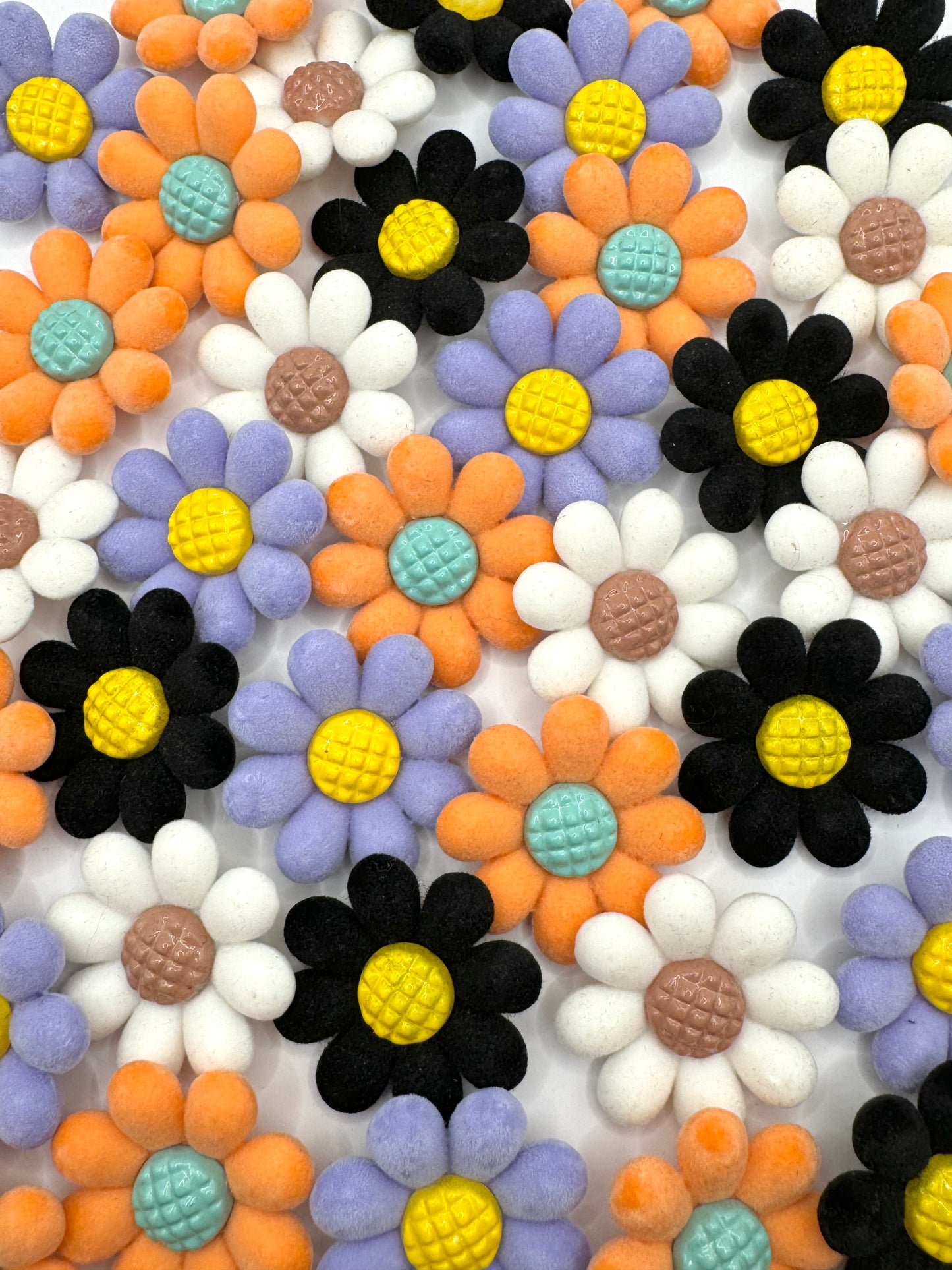 Orange Fuzzy Flower Bead