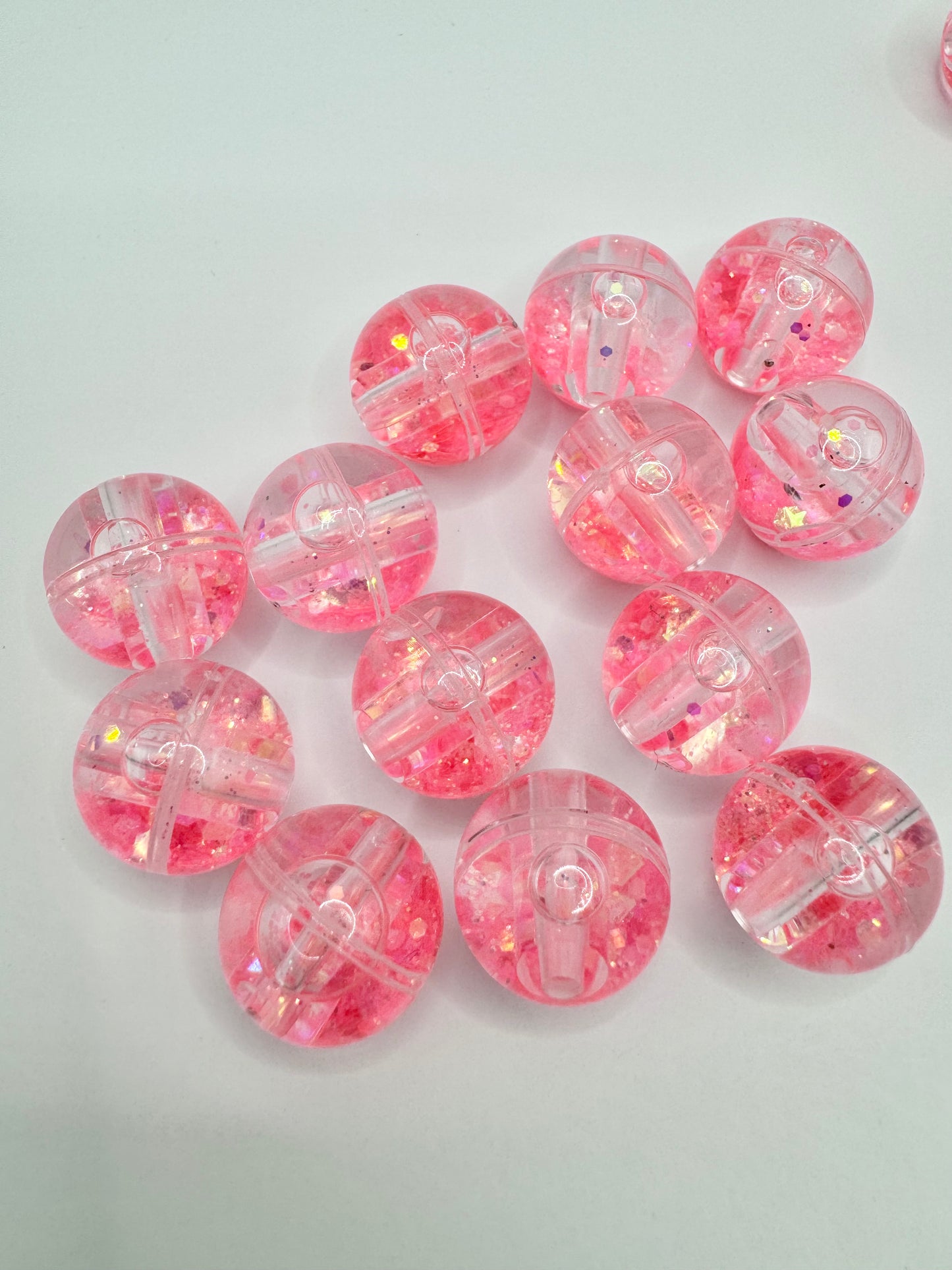 18mm Pink Glitter Water Bead