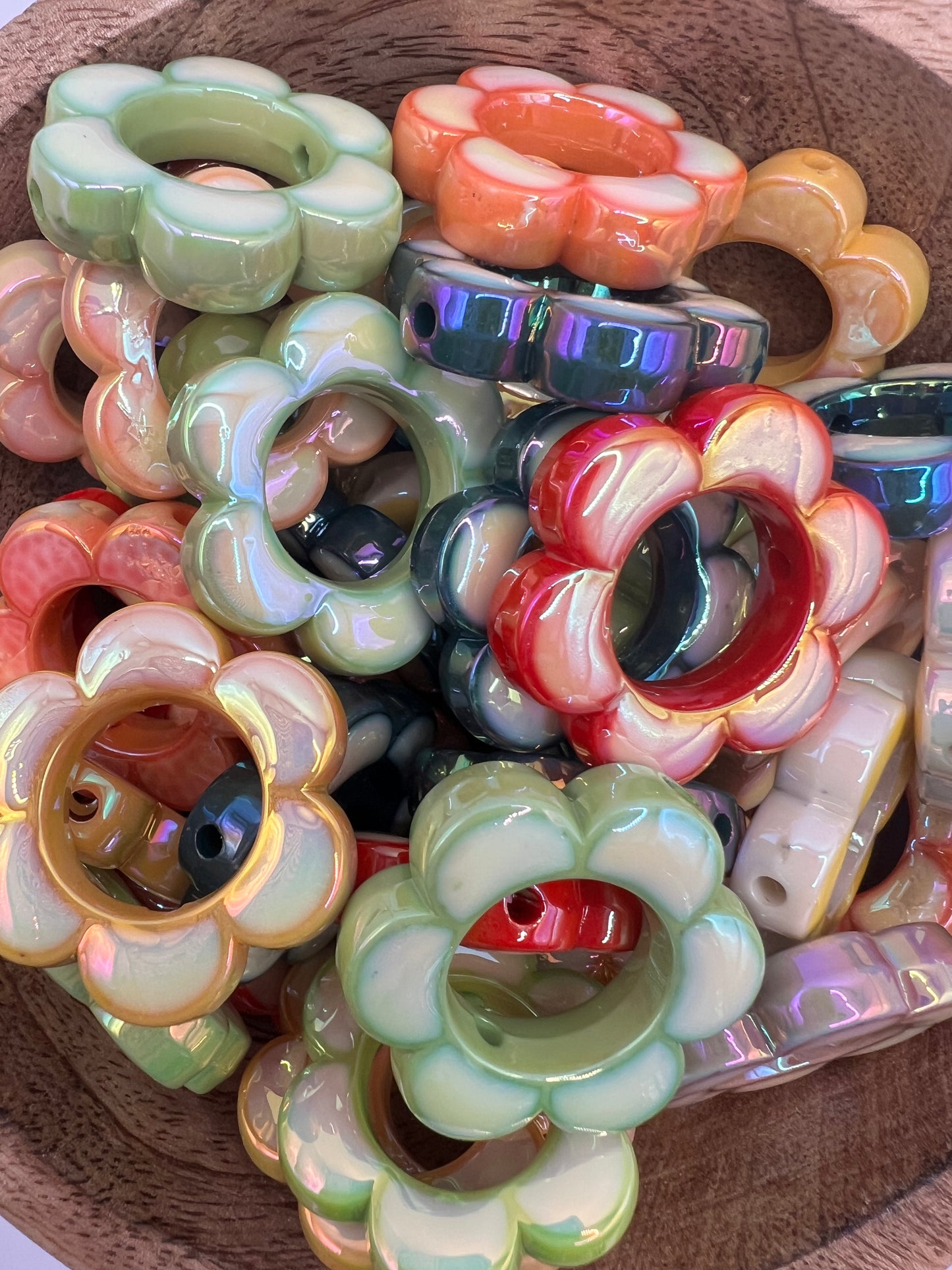 Mixed Color Flower Frame Beads