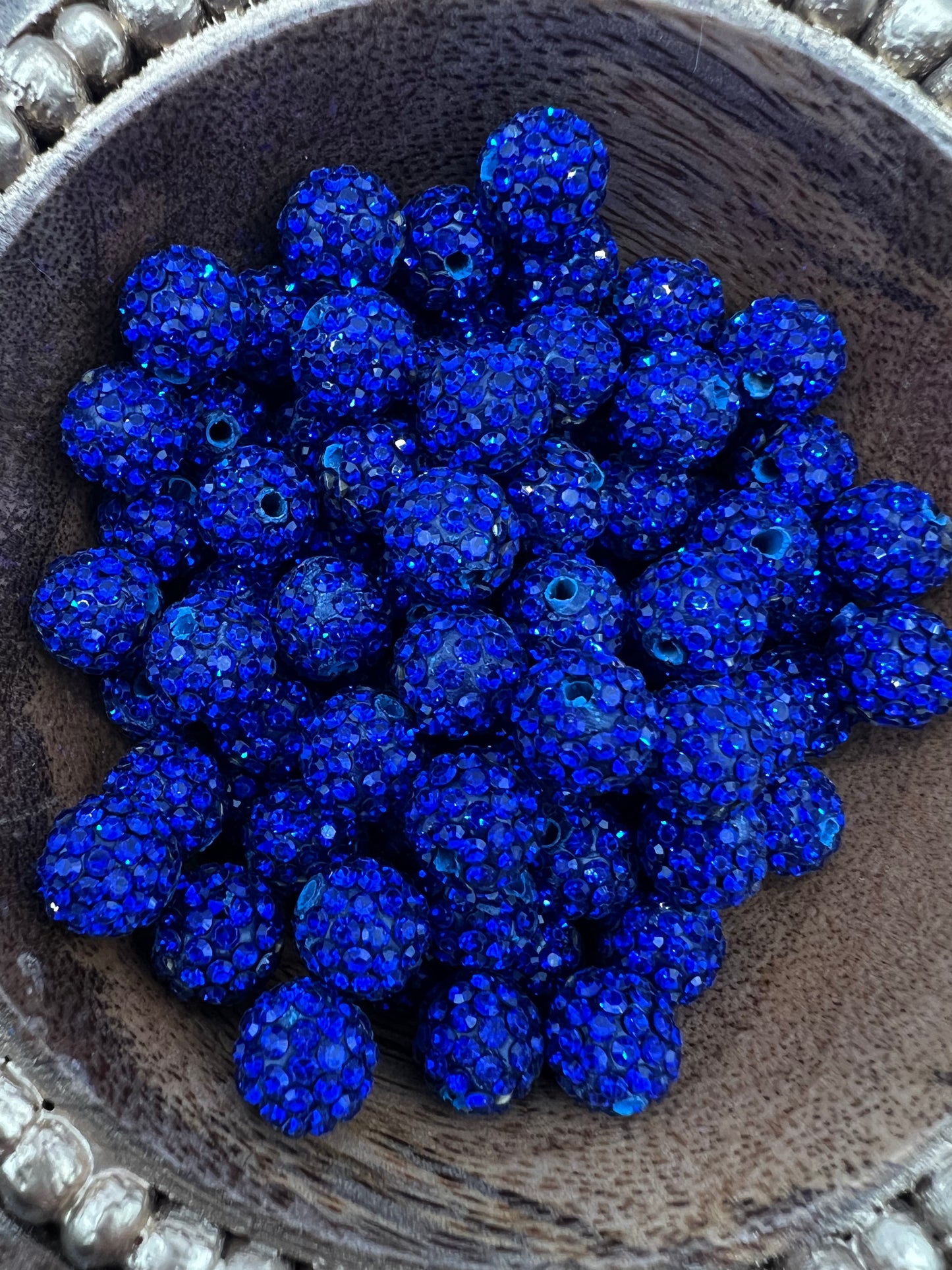 10MM Blue Rhinestone Beads