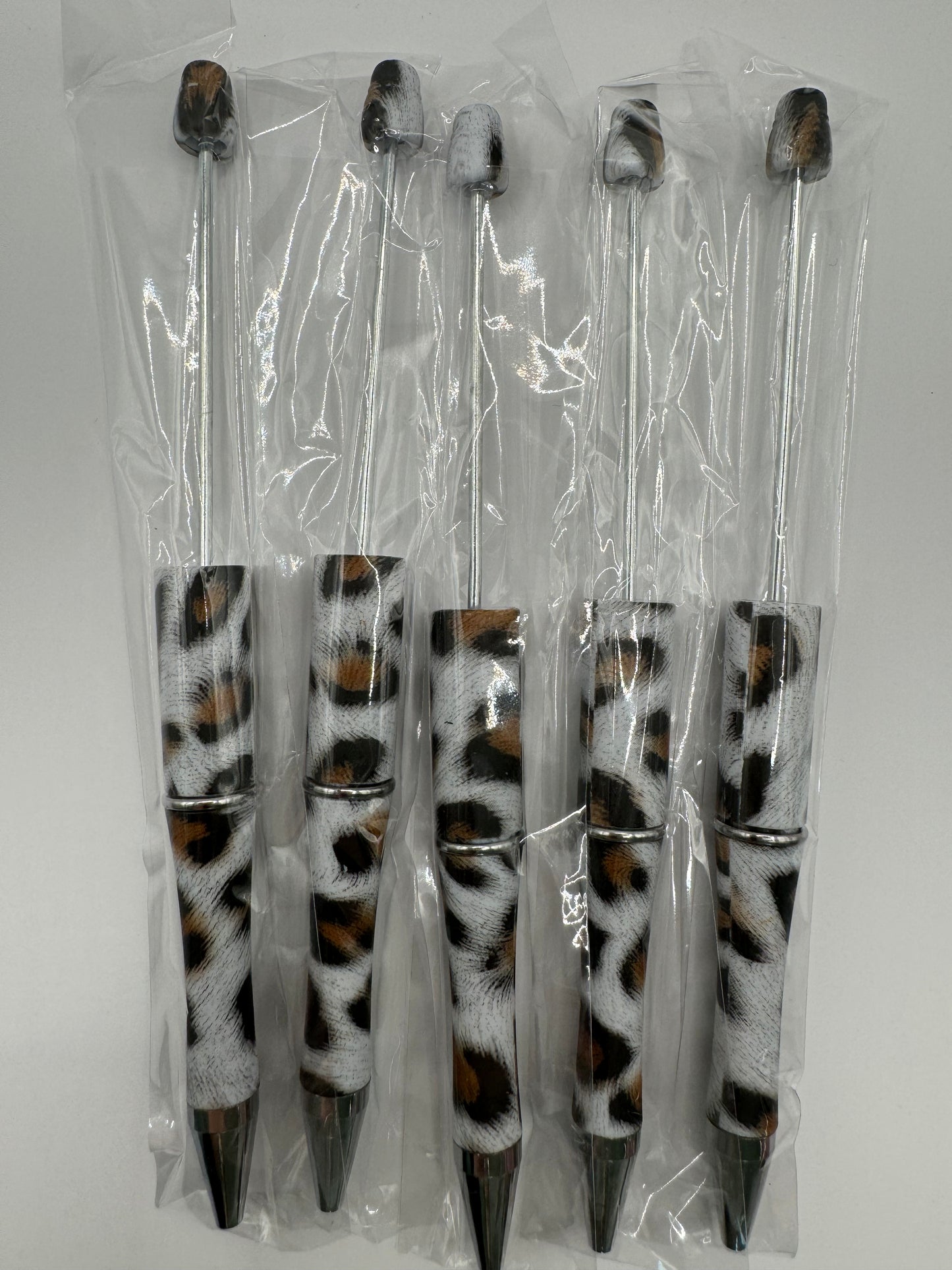 Pack of 5 White Animal Print DIY Pens