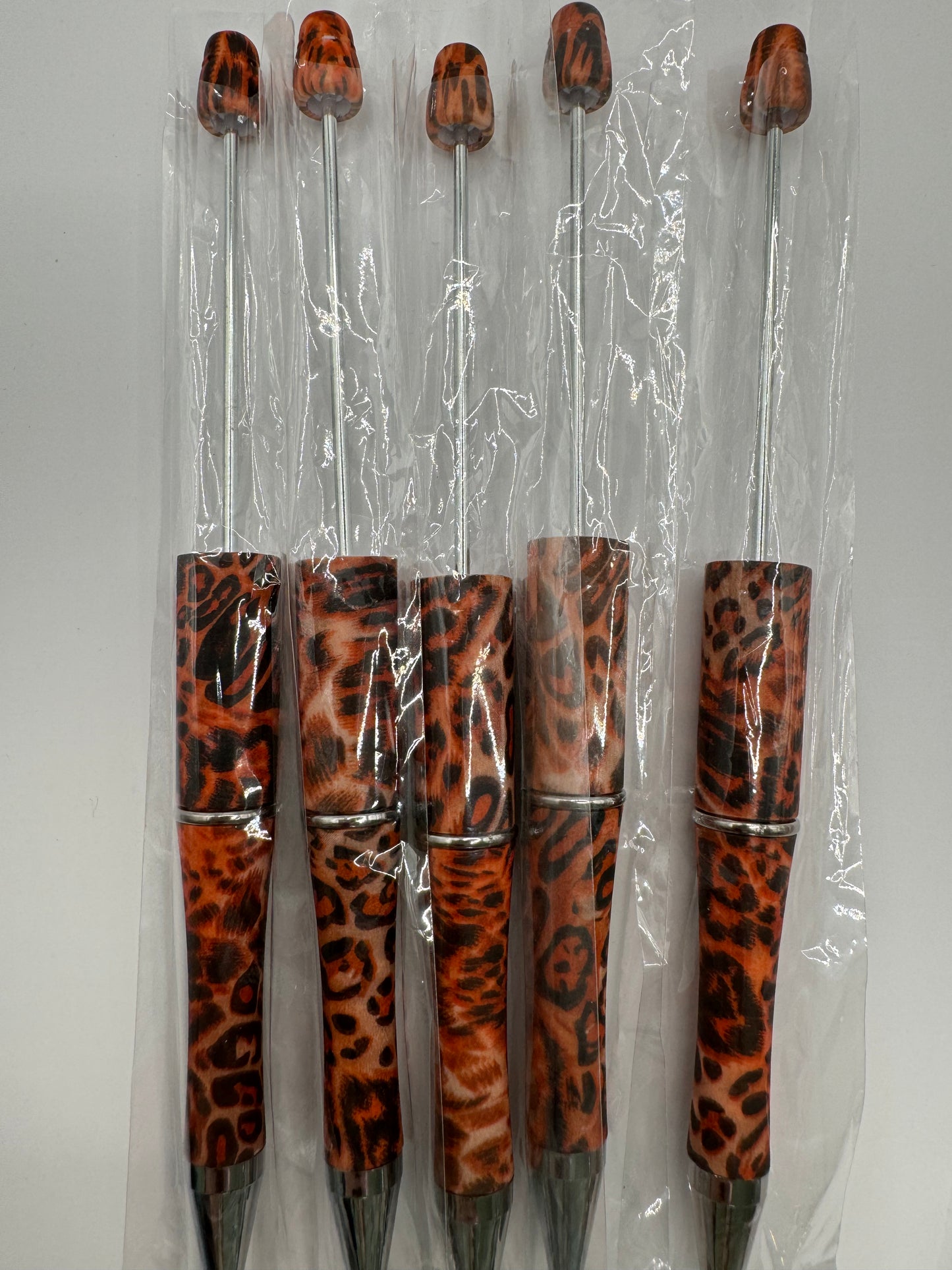 Pack of 5 Orange Animal Print DIY Pens