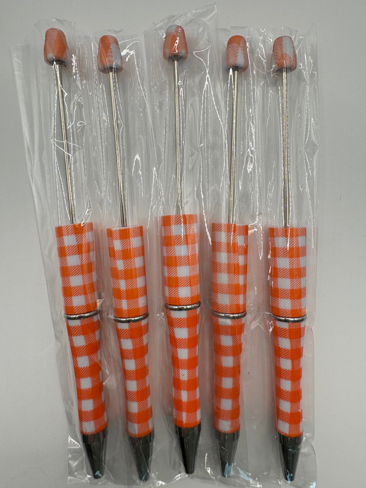 Pack of 5 Orange Checkered DIY Pens