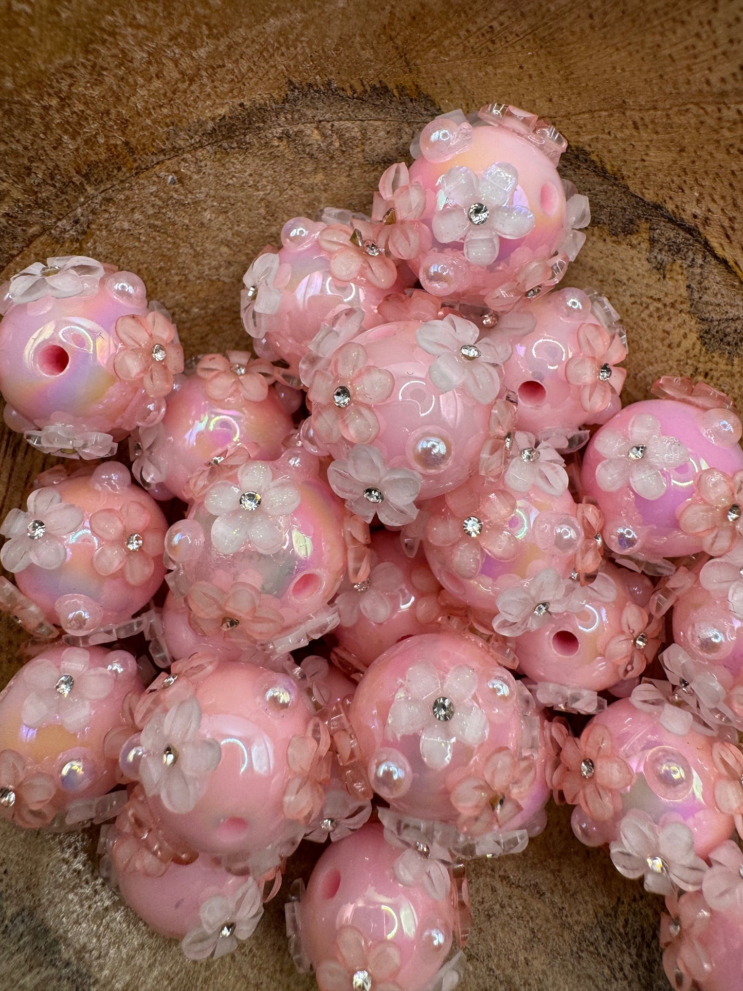 Pink Flower Bead
