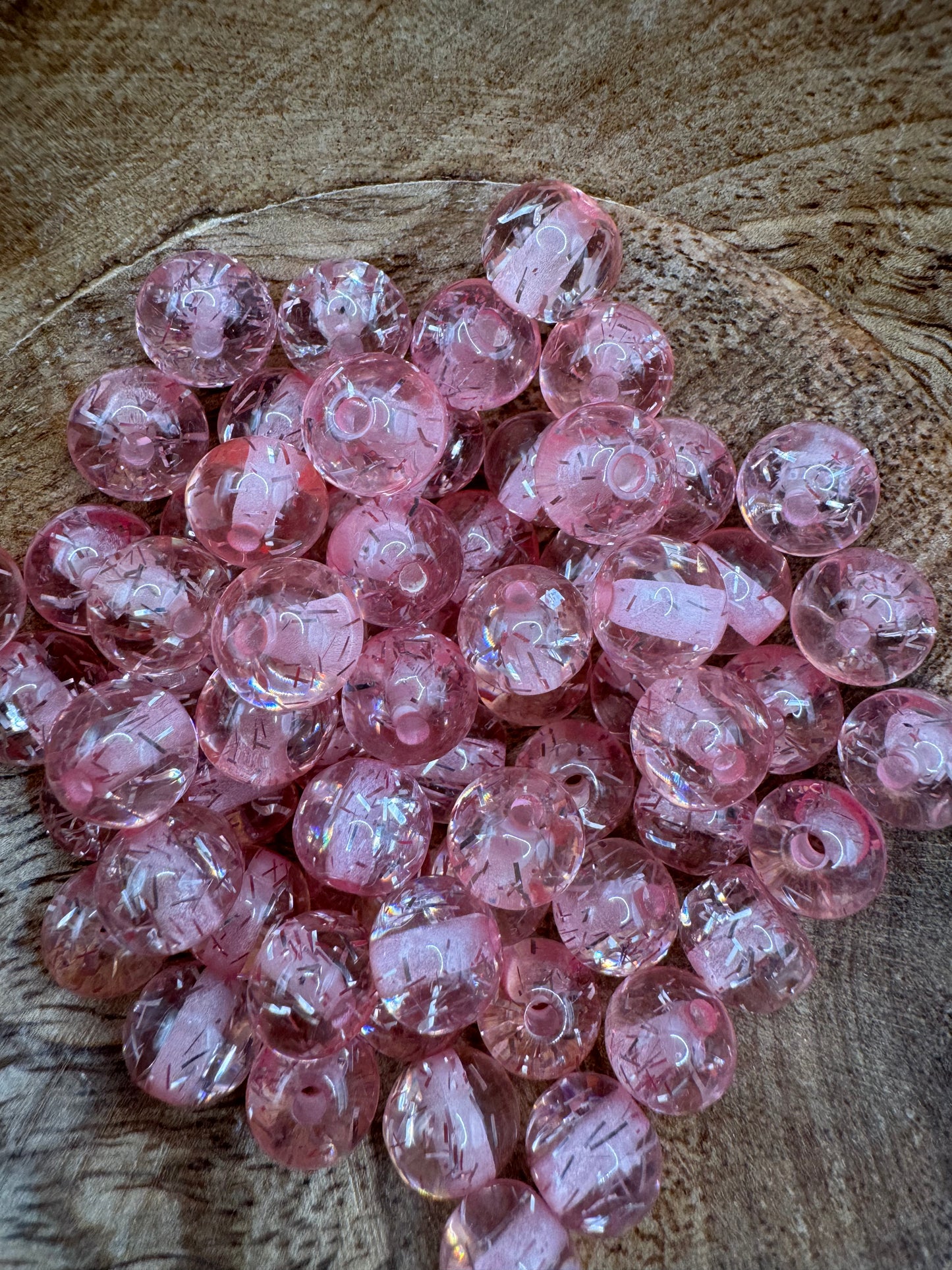 10mm Pink Confetti Beads