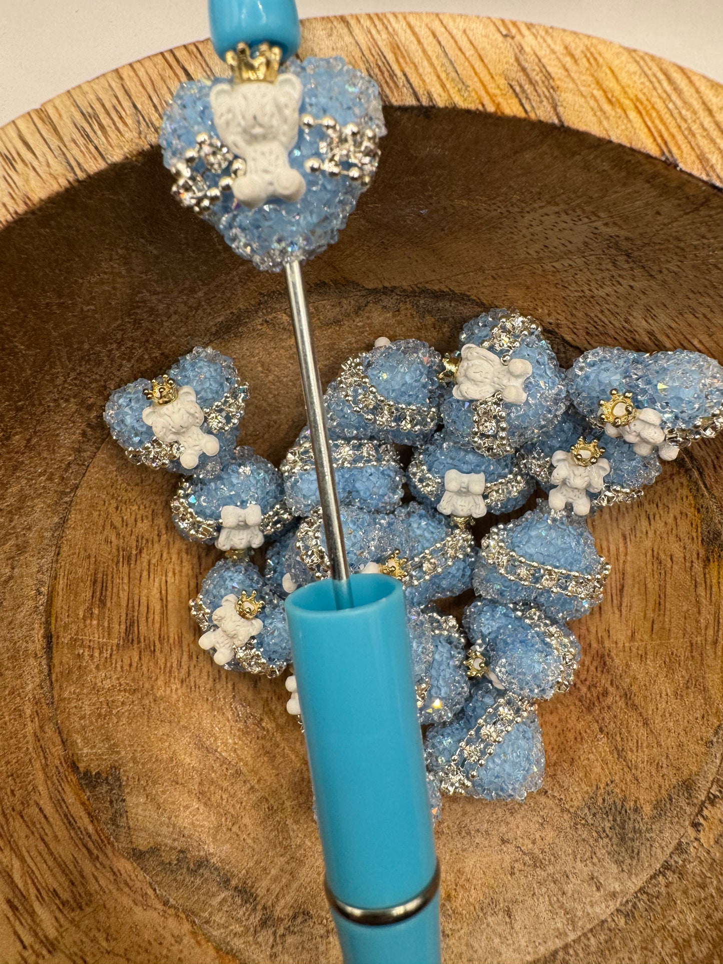 Blue Sugar Heart with White Bear