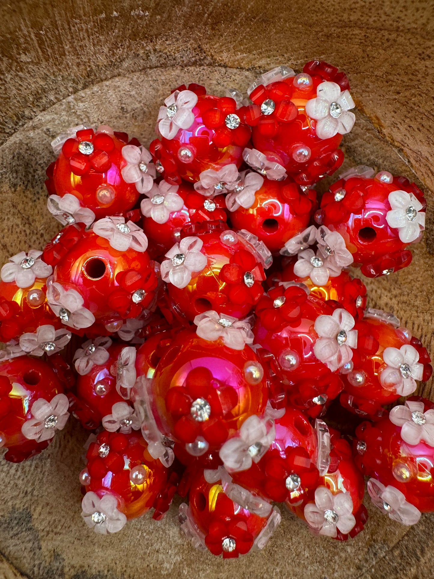 Red Flower Bead