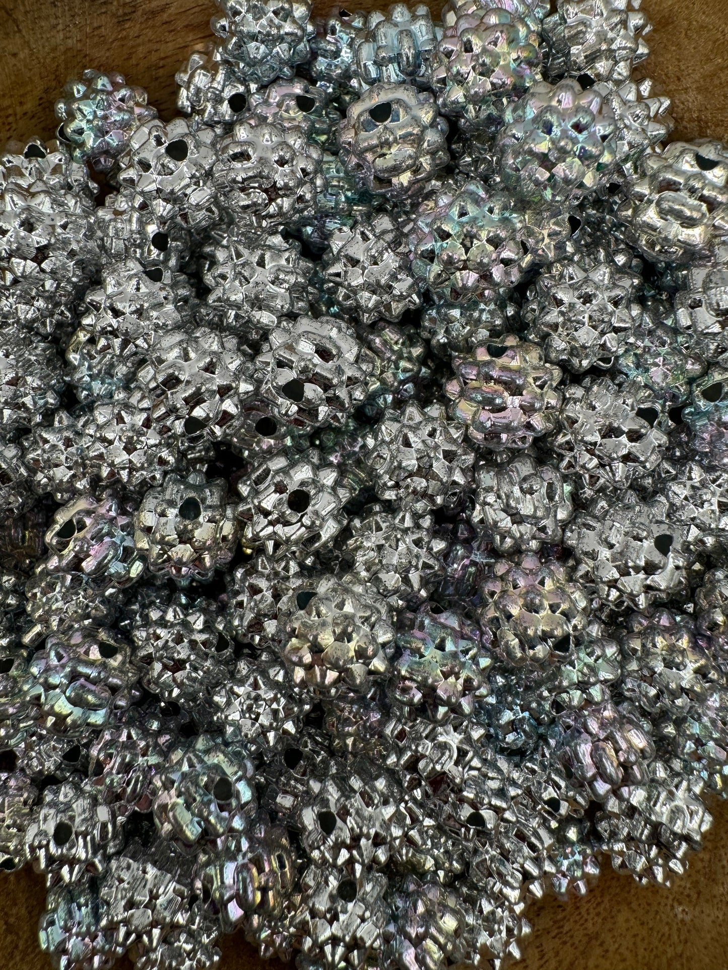 11mm Silver Iridescent Bead