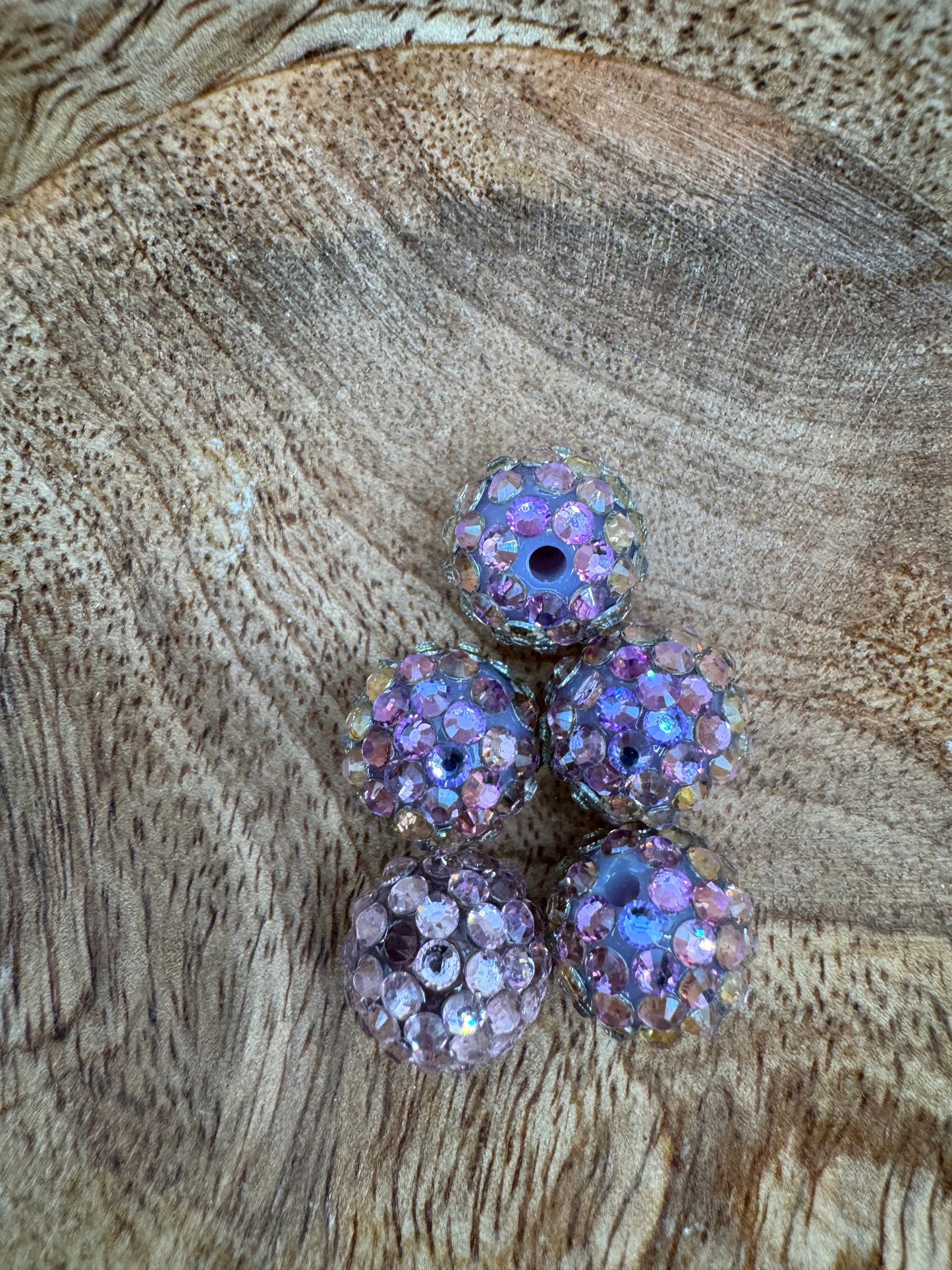 15mm Acrylic Purple Rhinestone Bead