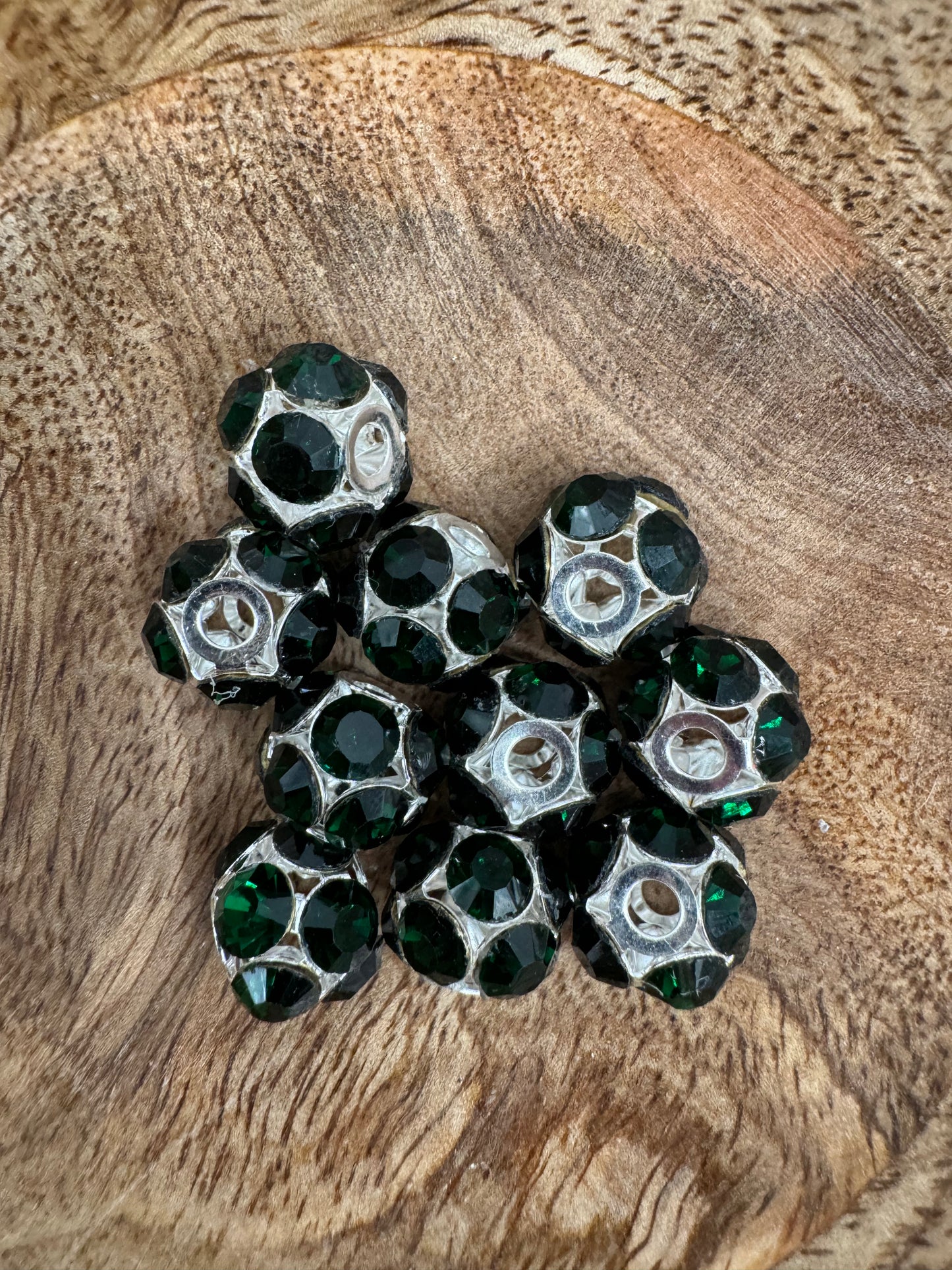 Dark Green Rhinestone Bead