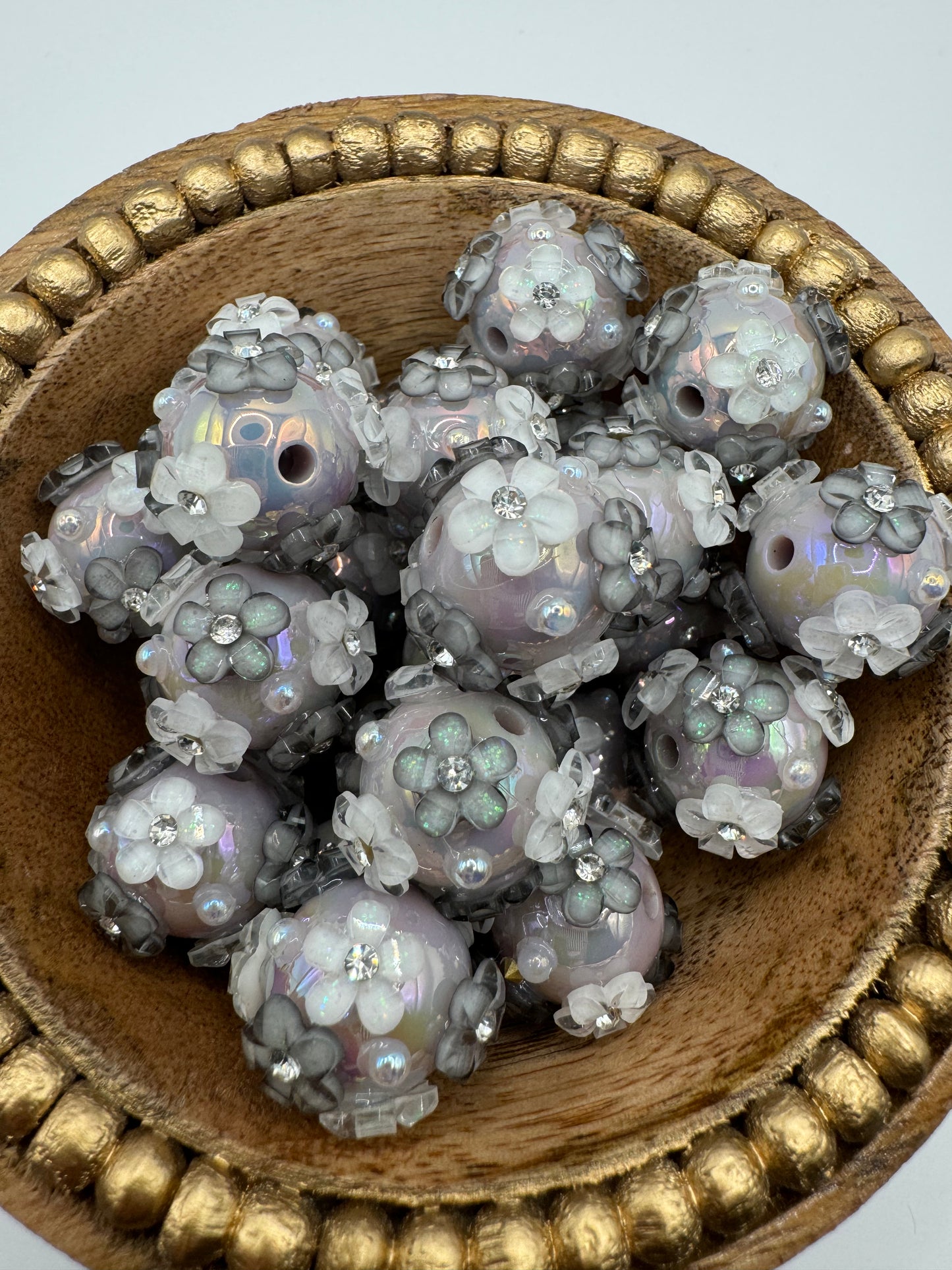 Grey Flower Bead