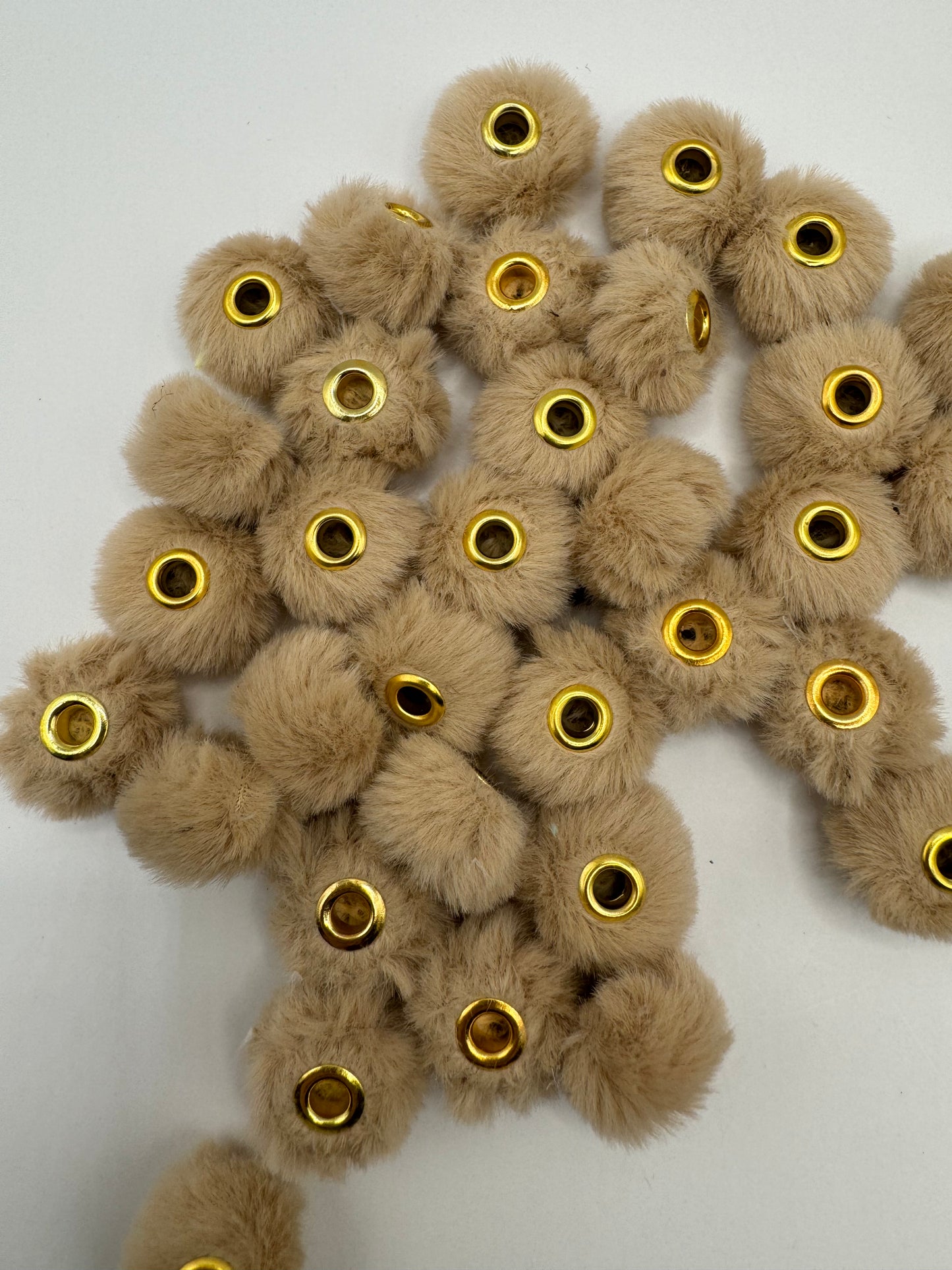 14mm Light Brown Fuzzy Bead