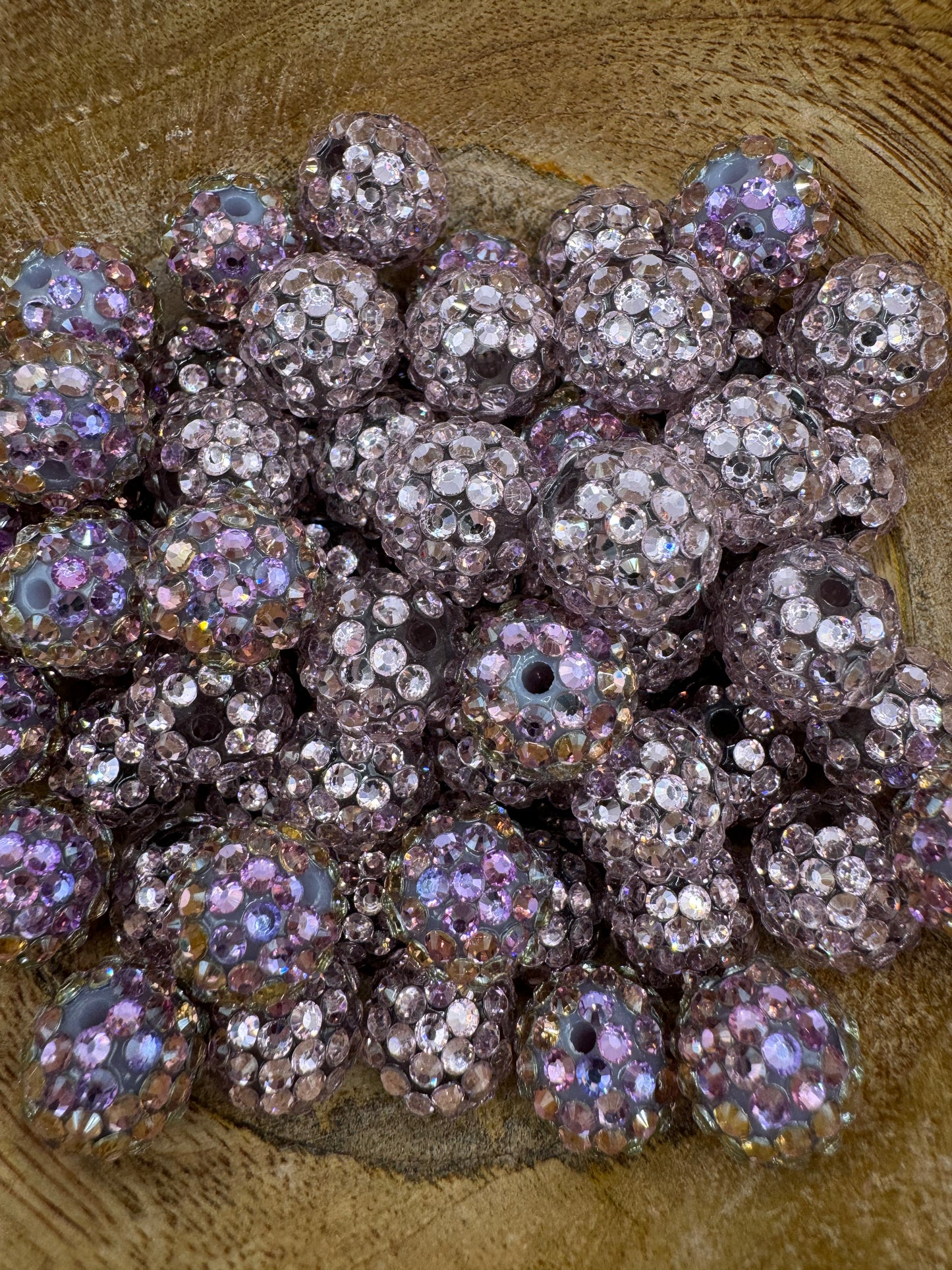 15mm Pink Rhinestone Bead