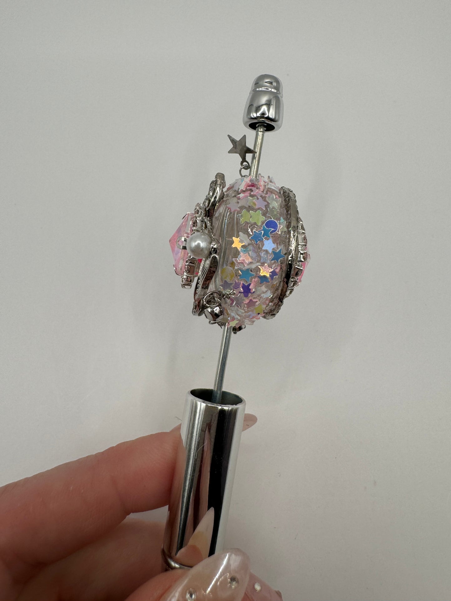 Clear Bead With Rhinestone Embellishments