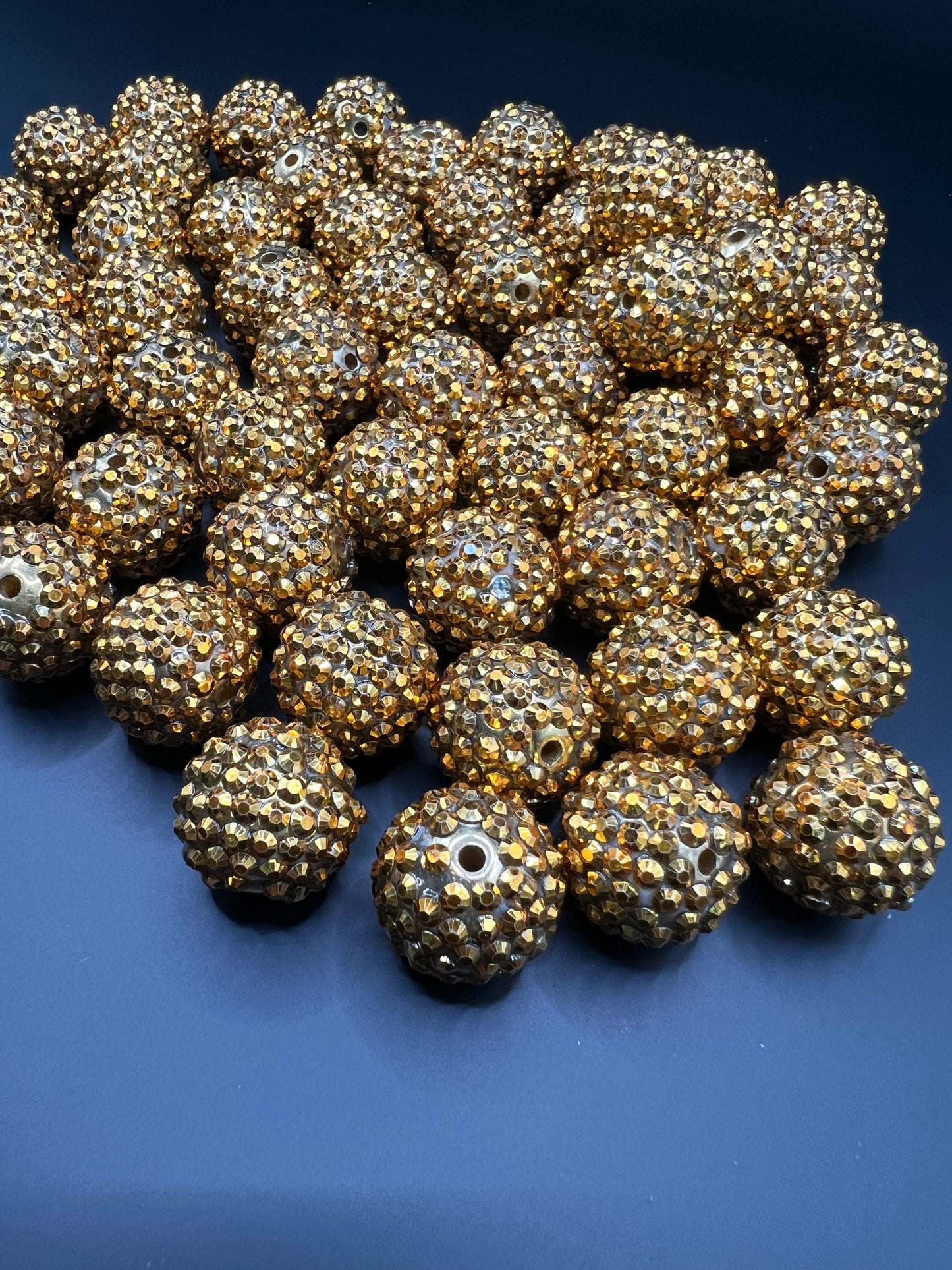 18mm Gold Rhinestone Beads