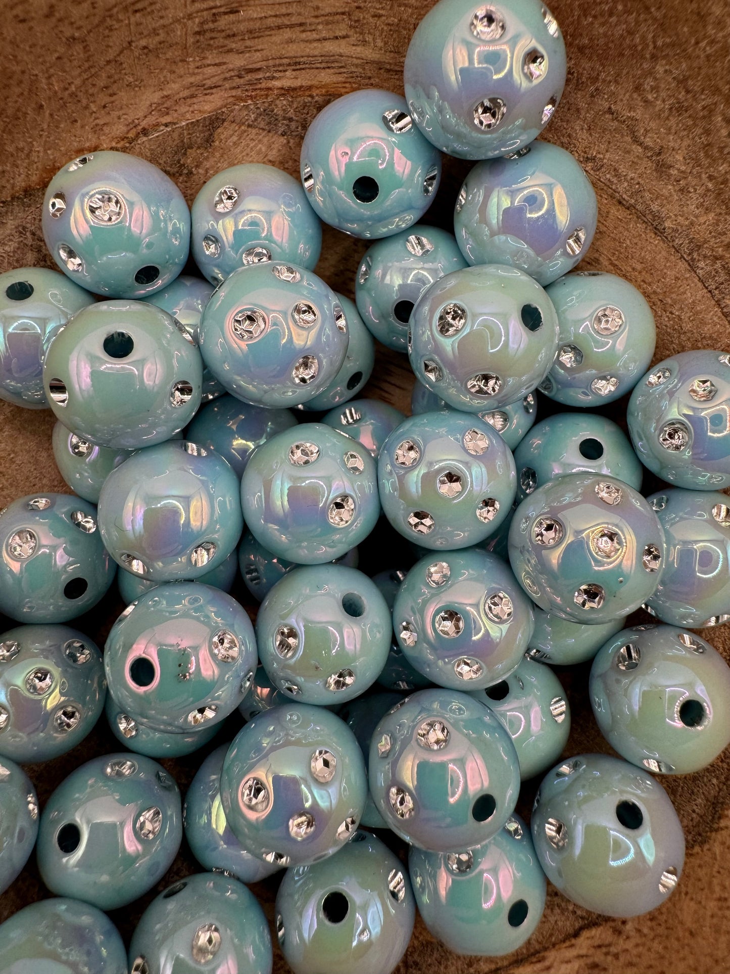 Teal Rhinestone Bead