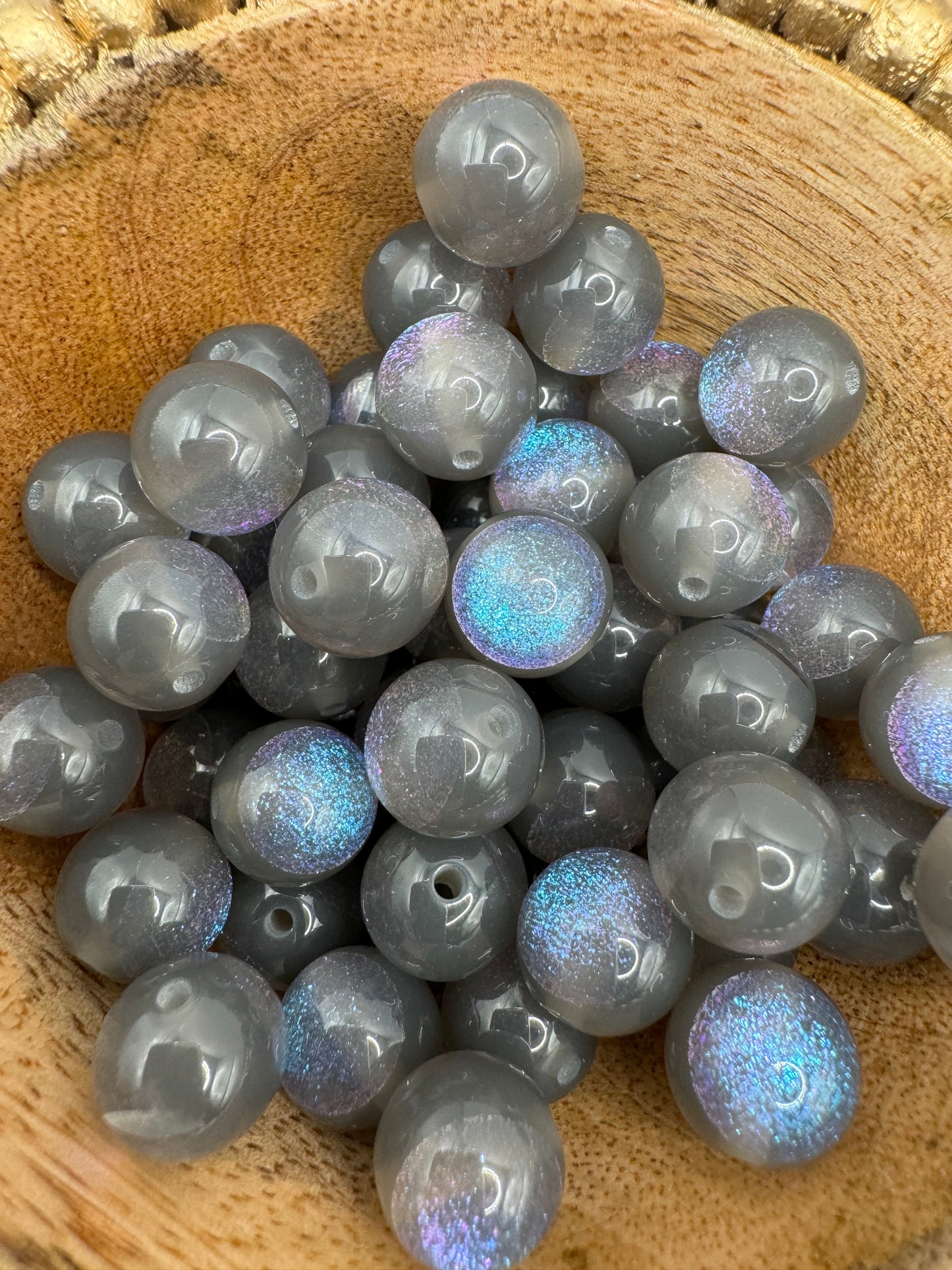 12MM Grey Shimmer Bead