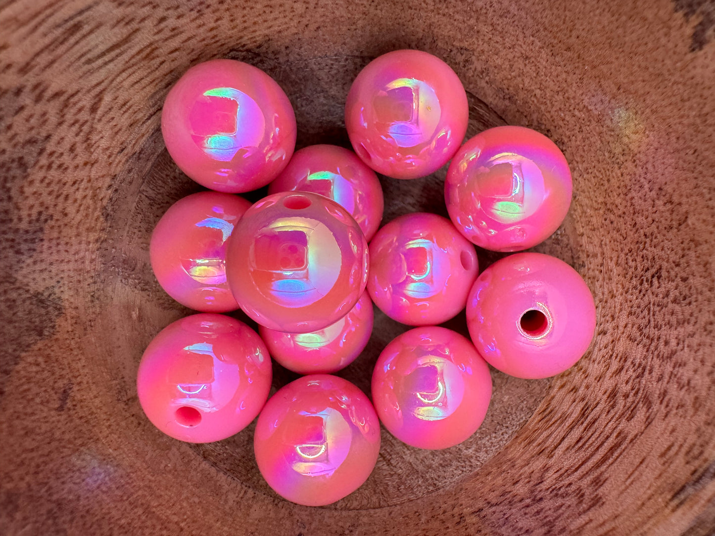 16MM Hot Pink Iridescent Bead
