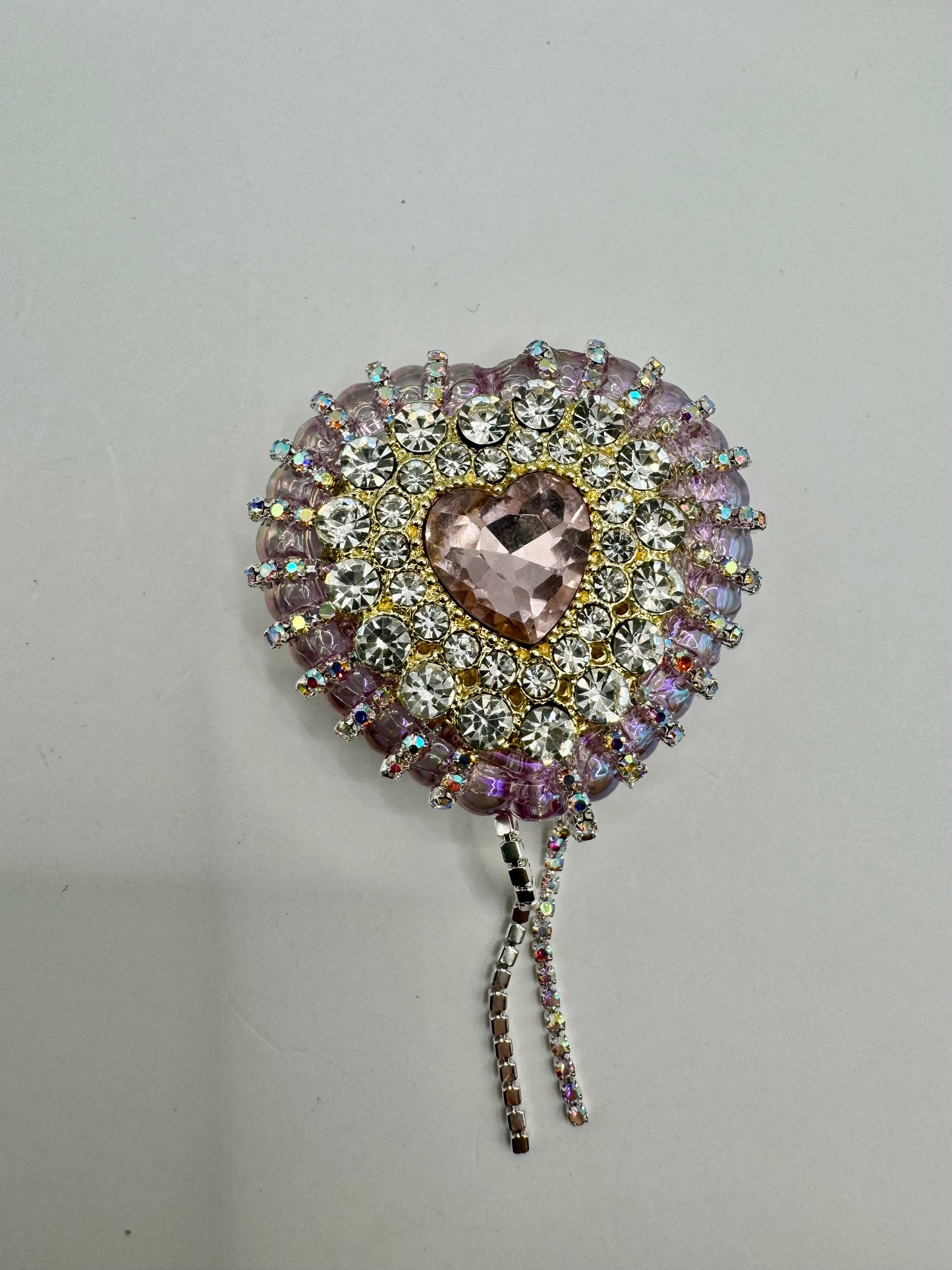 Rhinestone Pink Heart Bead