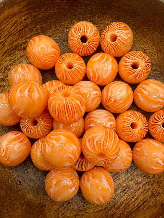 13MM Orange Swirl Bead