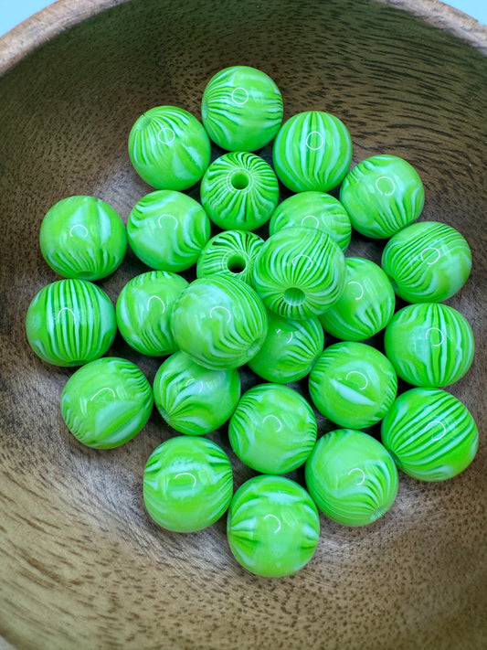 13MM Green Swirl Bead