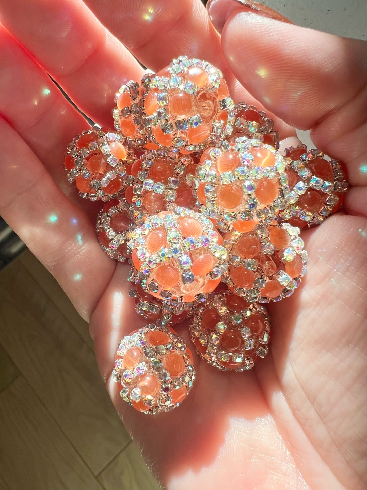 Orange Rhinestone Bead