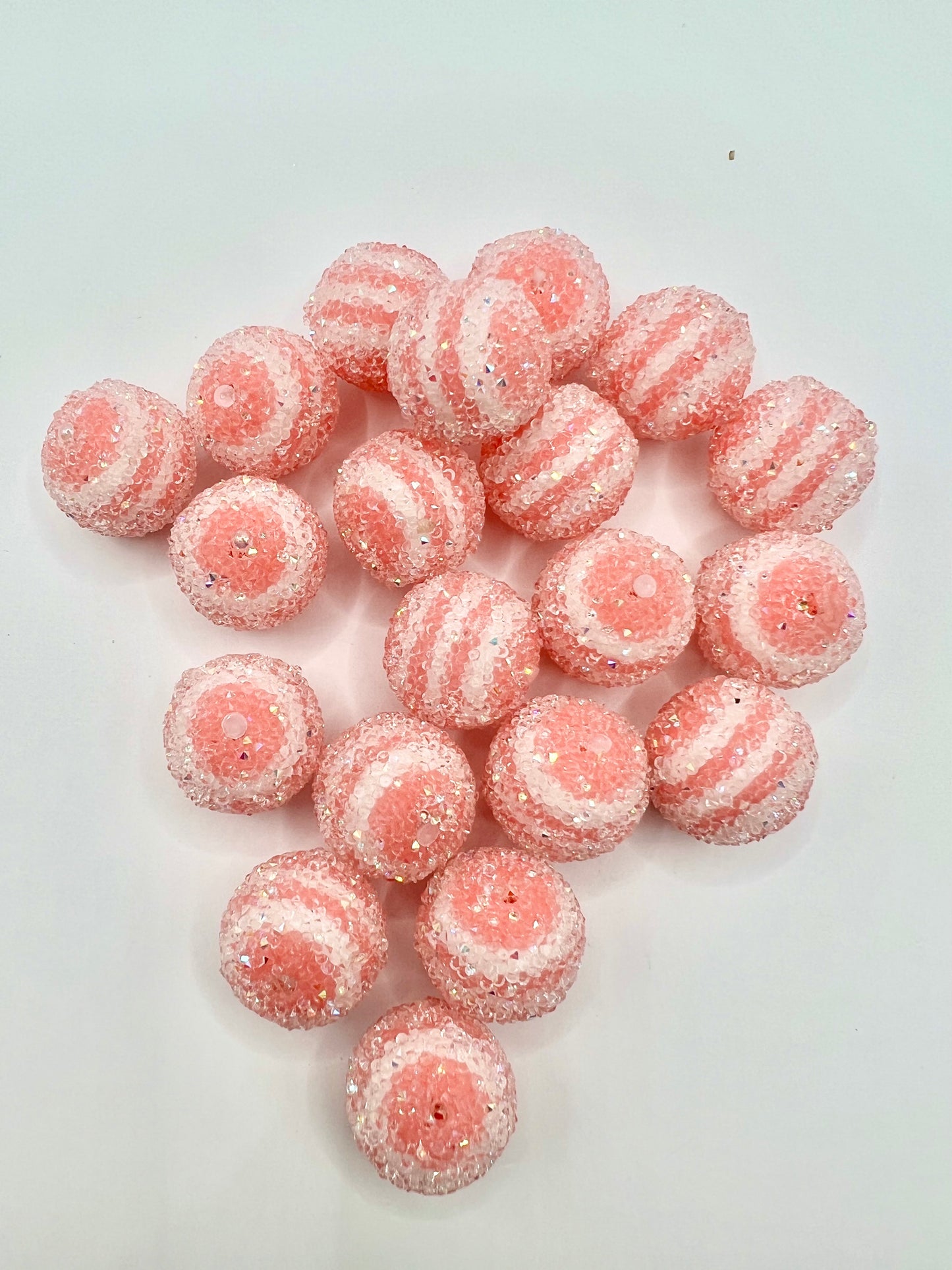 Pink Stripe 18mm Sugar Beads