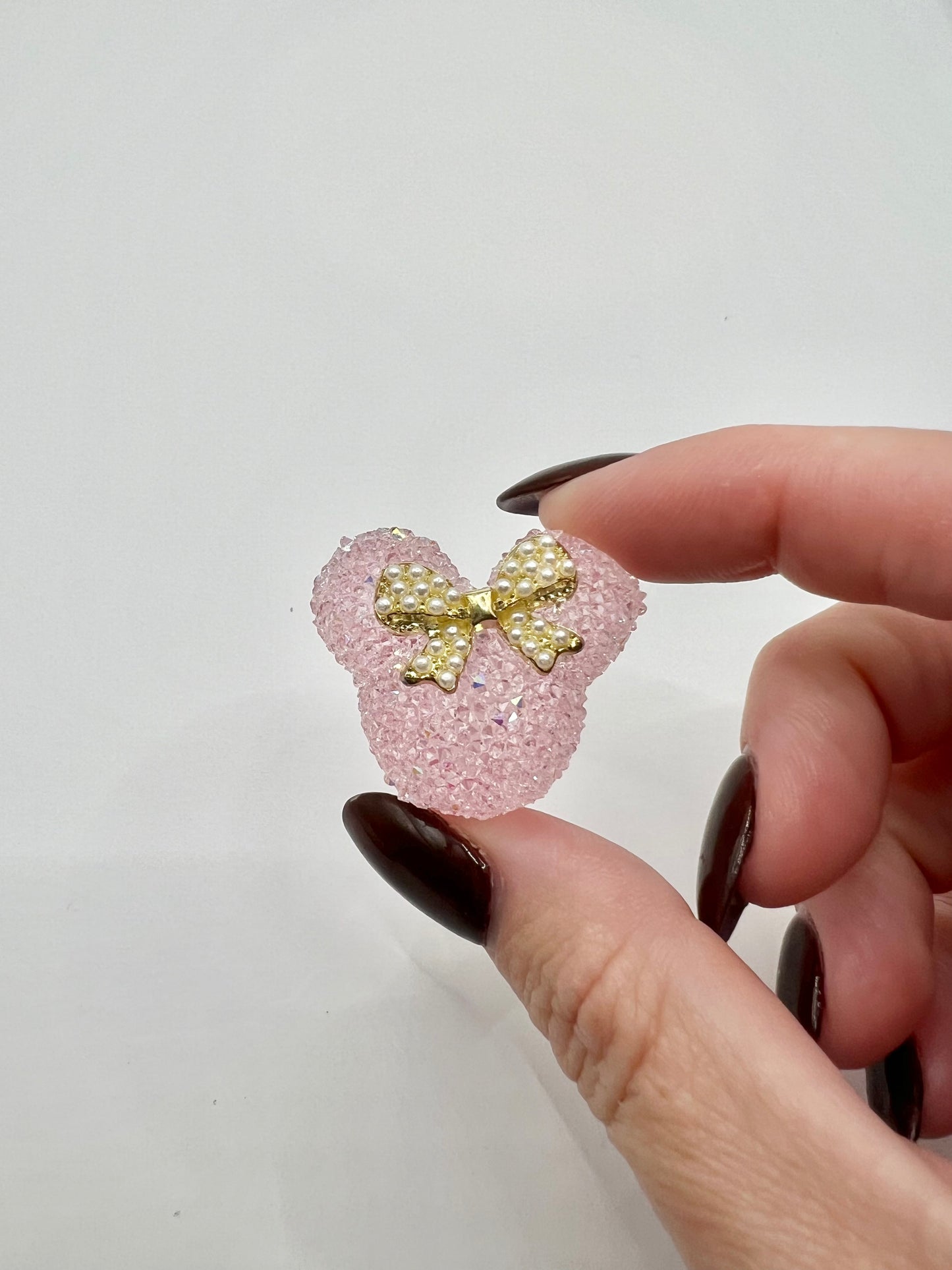 Pink Mouse Head Sugar Bead