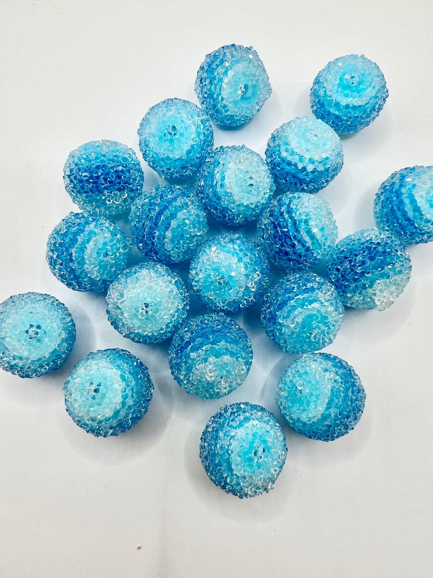 Blue Striped Sugar 17mm Beads