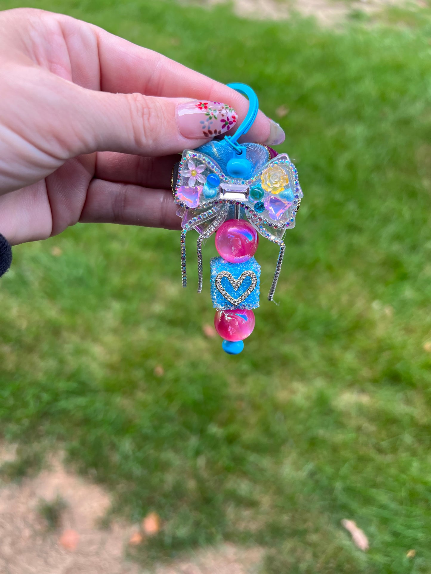 Blue Bow Keychain and Pen