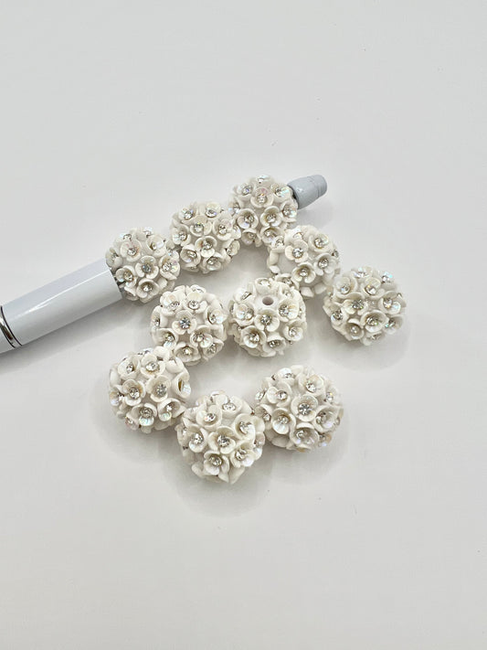White Flower Rhinestone Bead