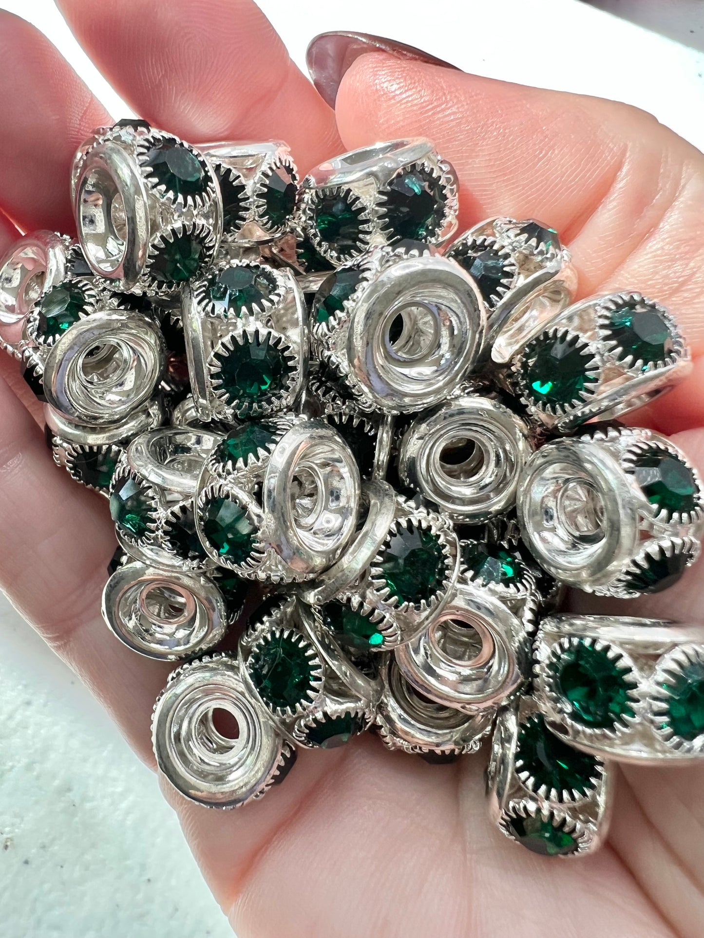 Green Rhinestone Spacers