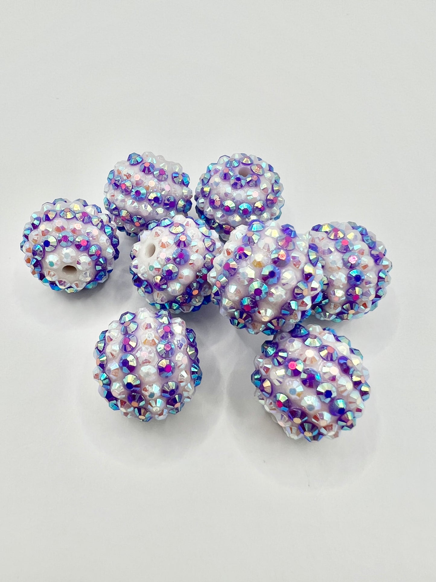 Purple and White Stripes 18mm Bubblegum Bead