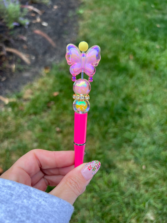 Pink and Yellow Butterfly Pen
