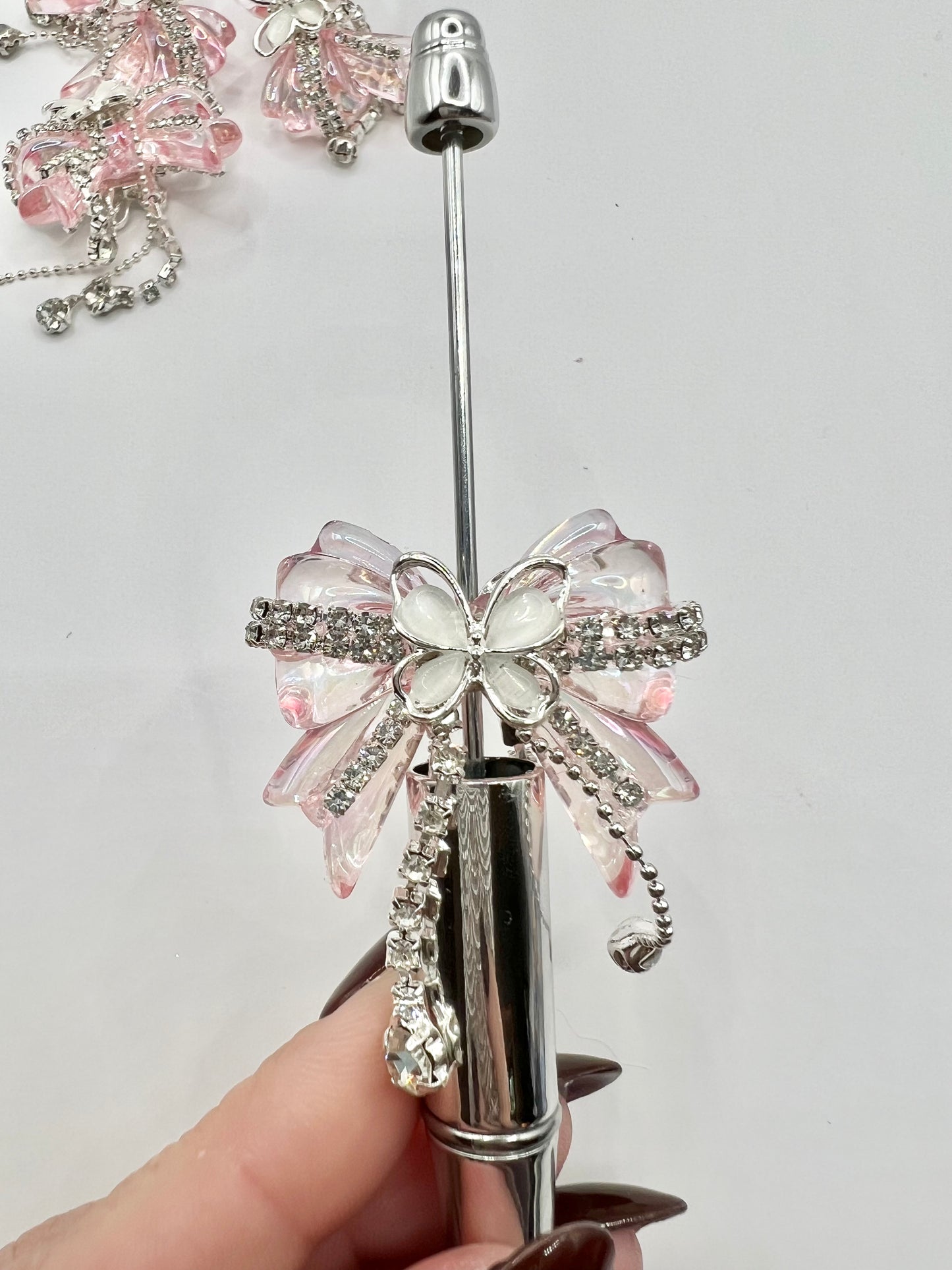 Pink Acrylic Rhinestone Bow