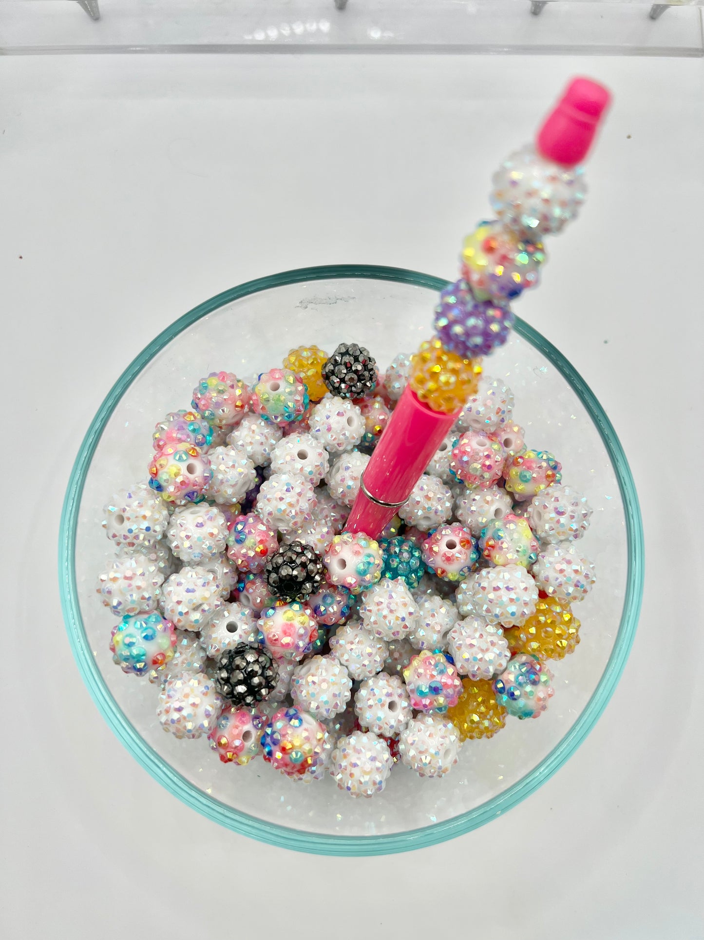 Mixed Color Rhinestone  Bubblegum 12MM Beads