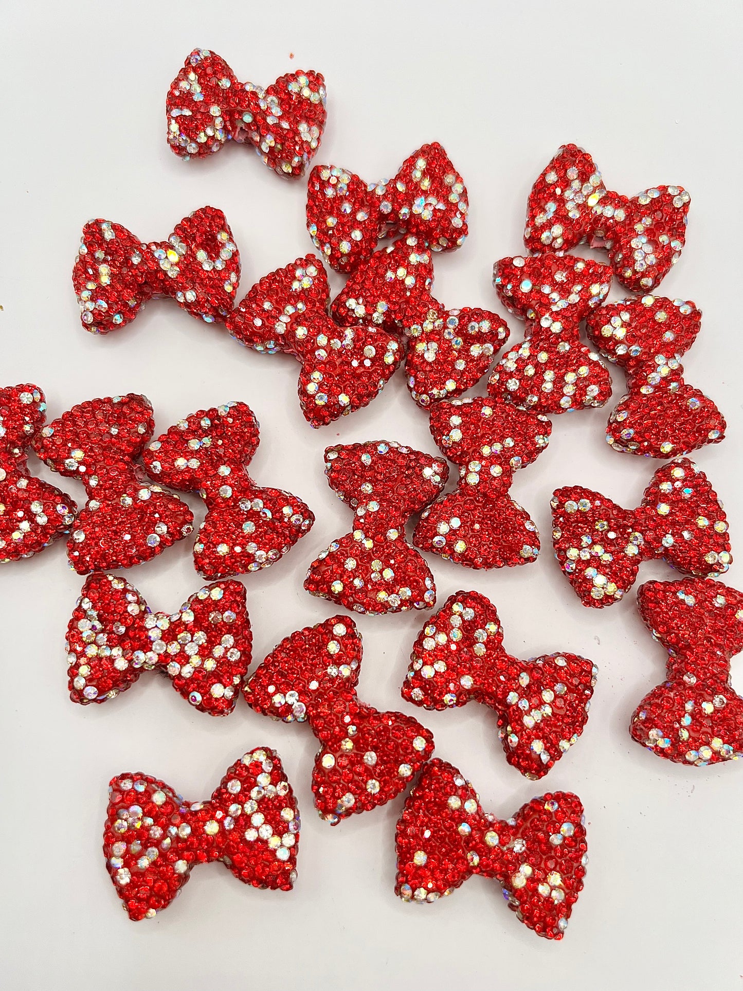 Red and White Rhinestone Bows