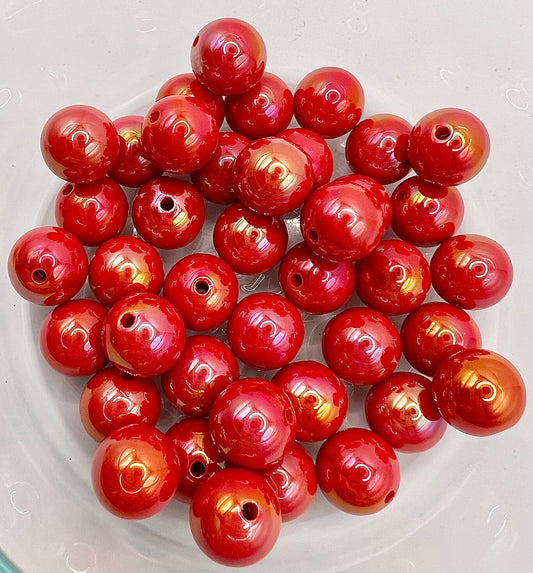 15mm Acrylic Red Luminous Beads