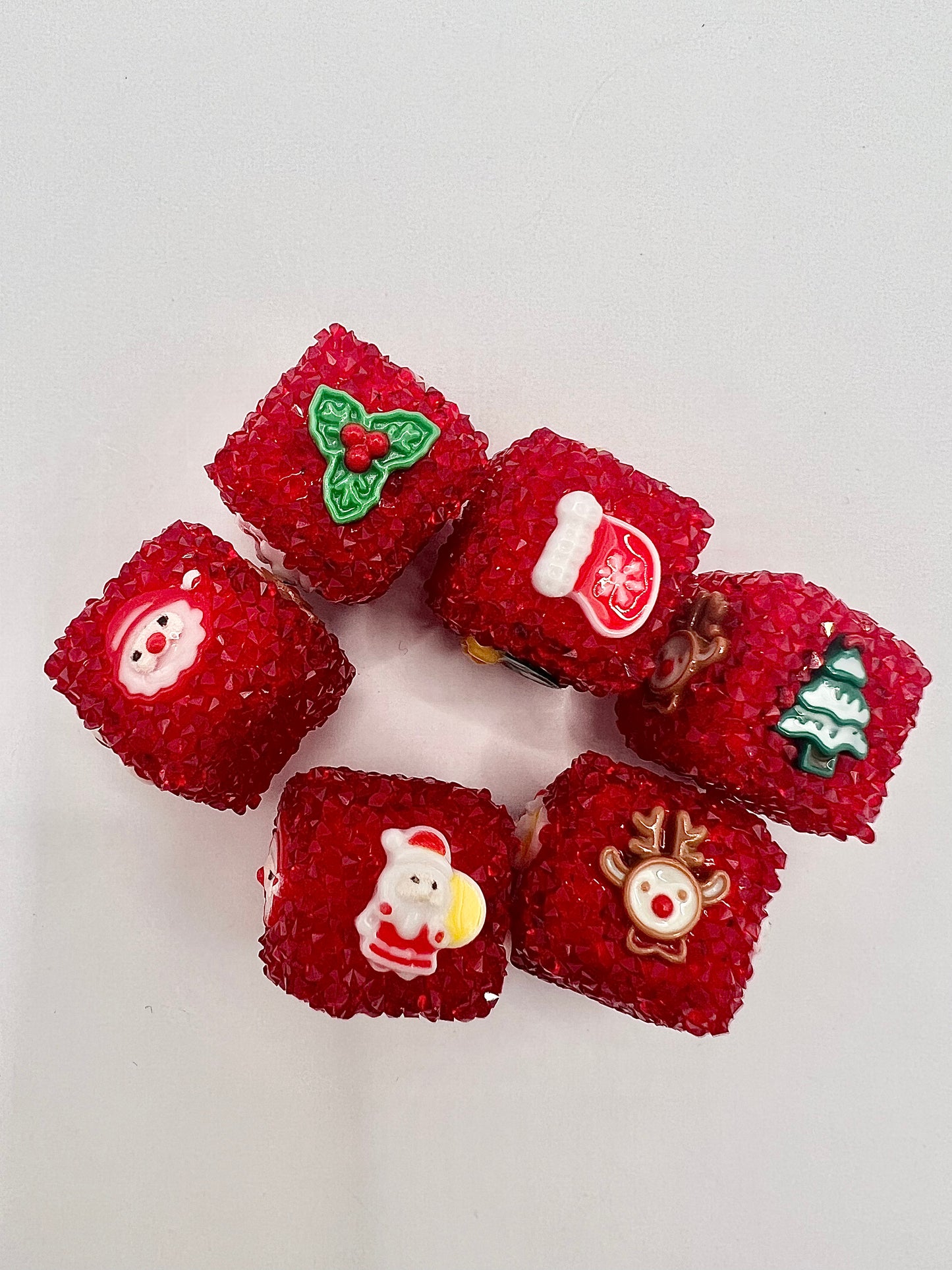 Christmas Charm Sugar Cube -Red