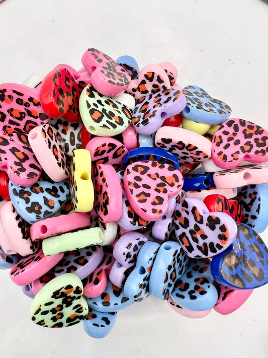 Mixed Leopard Print Hearts