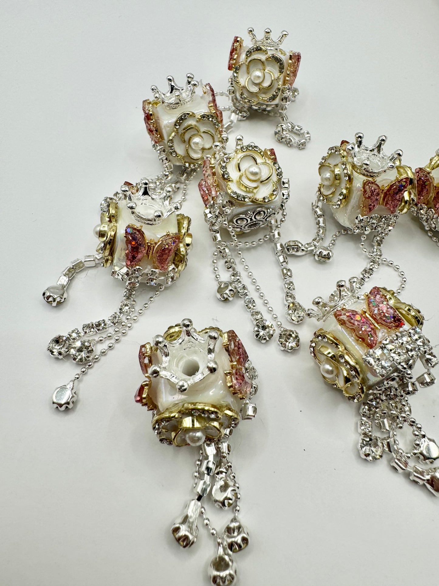 Rhinestone Embellished Butterfly and Flower Cube