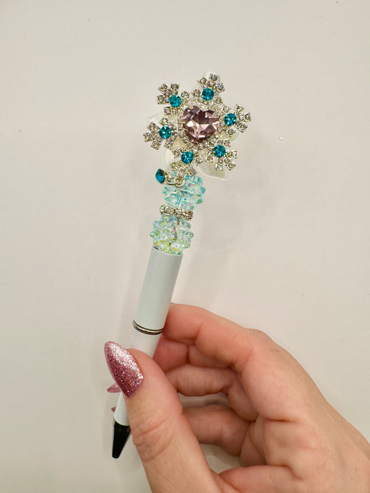 Blue and Pink Snowflake Pen