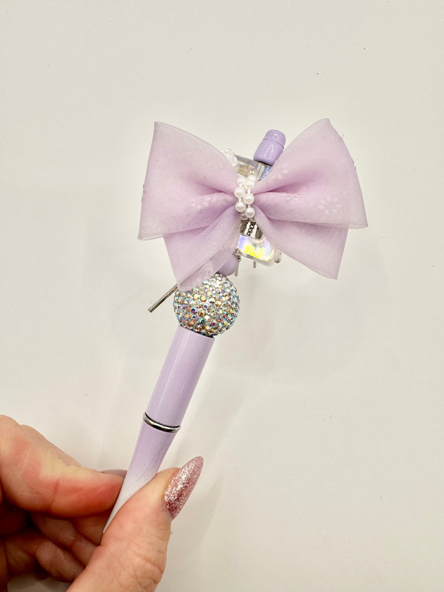 Purple Bow With Rhinestone Chains