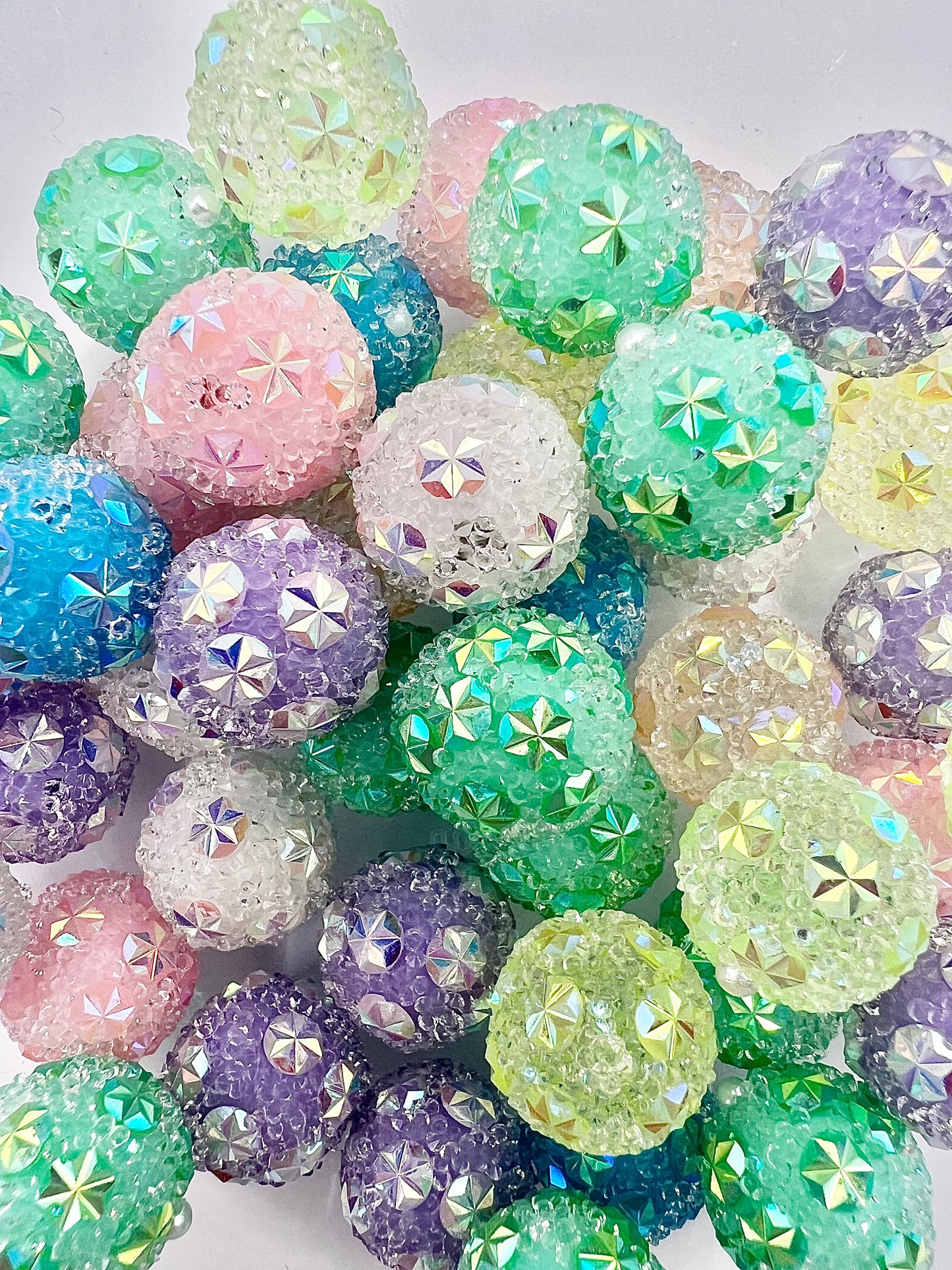 Mix Pastel Sugar Beads with Iridescent Stone